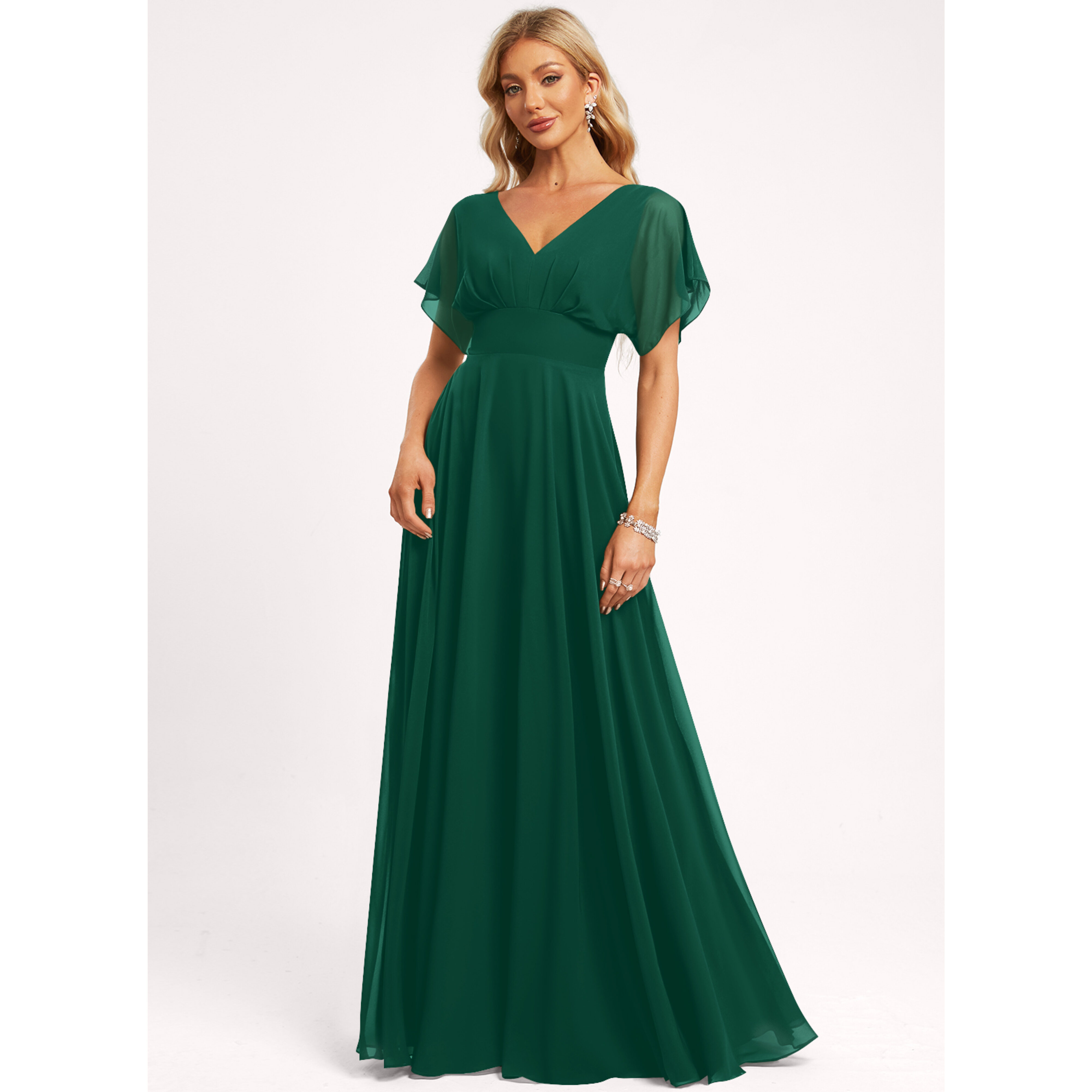 jjshouse.com bridesmaid dresses JJ's House A-line V-Neck Floor-Length Chiffon Dress 2025 complete with a daring mini-dress-splatform STAUD Brooke Floral Beaded Size:US 22W