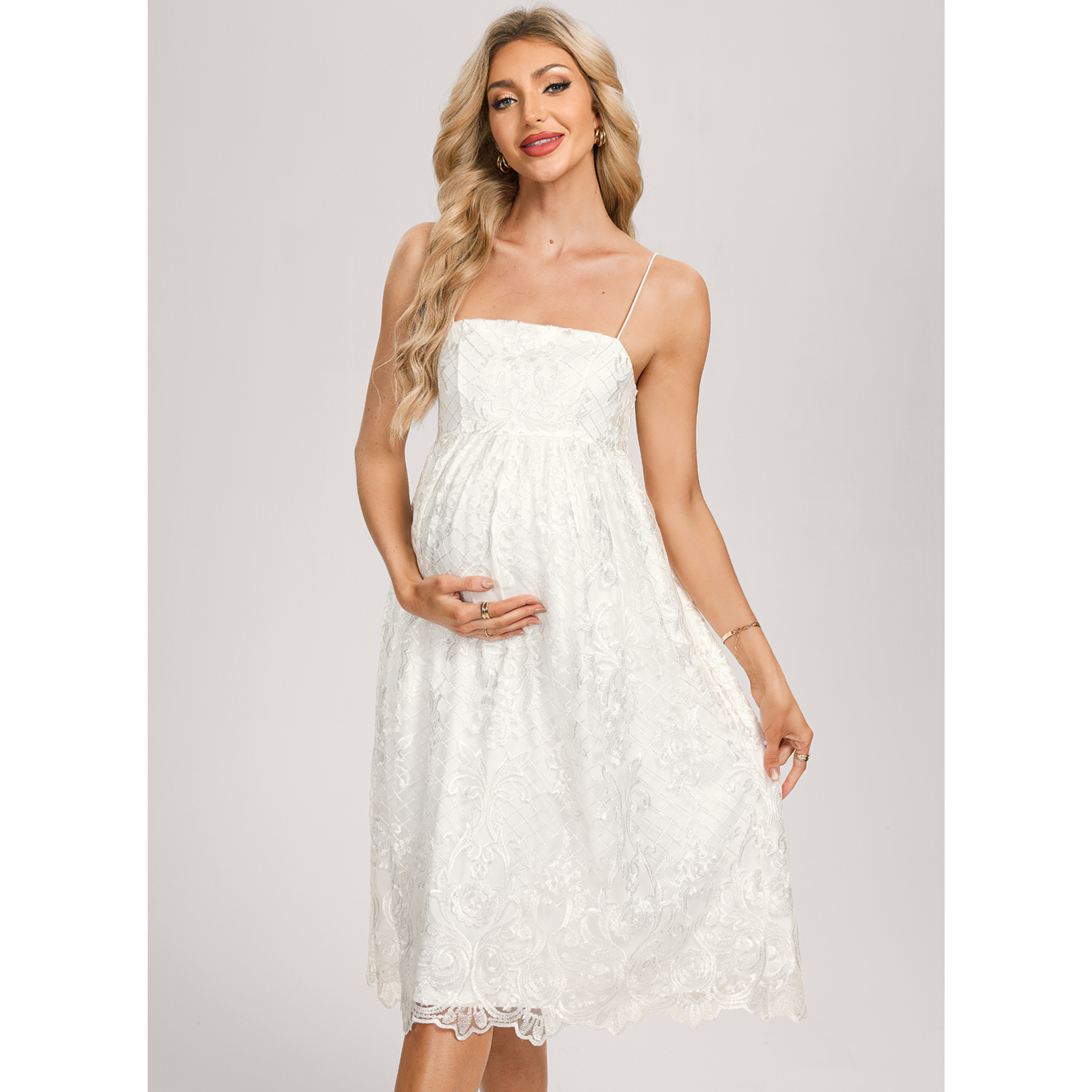 spaghetti strap lace maternity dress HIHCBF Women Lace Maternity Mermaid Gown Off Shoulder Ruffle Spaghetti Straps Fitted Photo Shoot Wedding Baby Shower Dress Pink S at Amazon Women's Clothing store