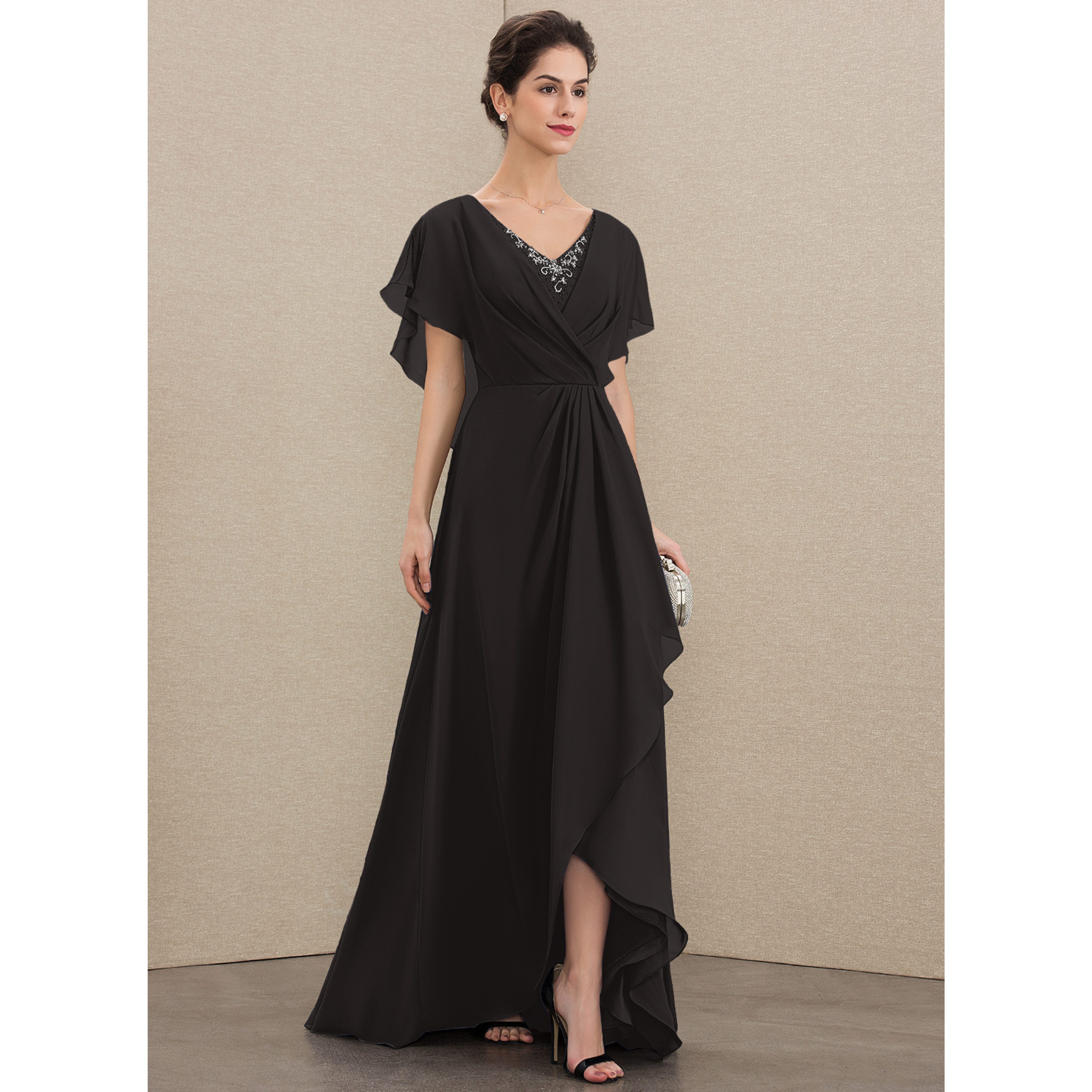 Triona A-line V-Neck Sequins Chiffon Mother of the Bride Dress