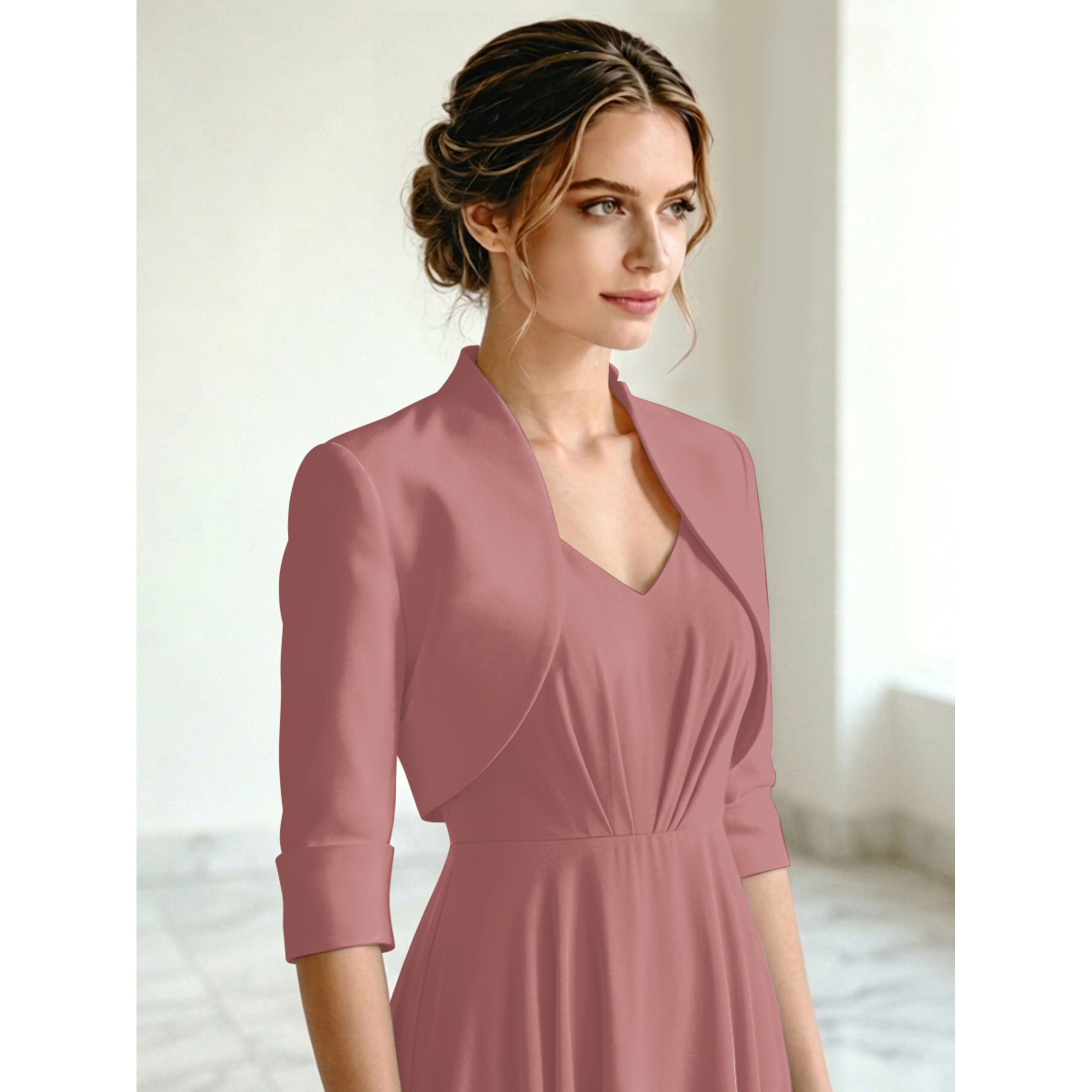 bridesmaid dresses with bolero jacket JJ's House Satin 1 2 Sleeve Wedding 2026 Bridal Wraps This is a beautiful