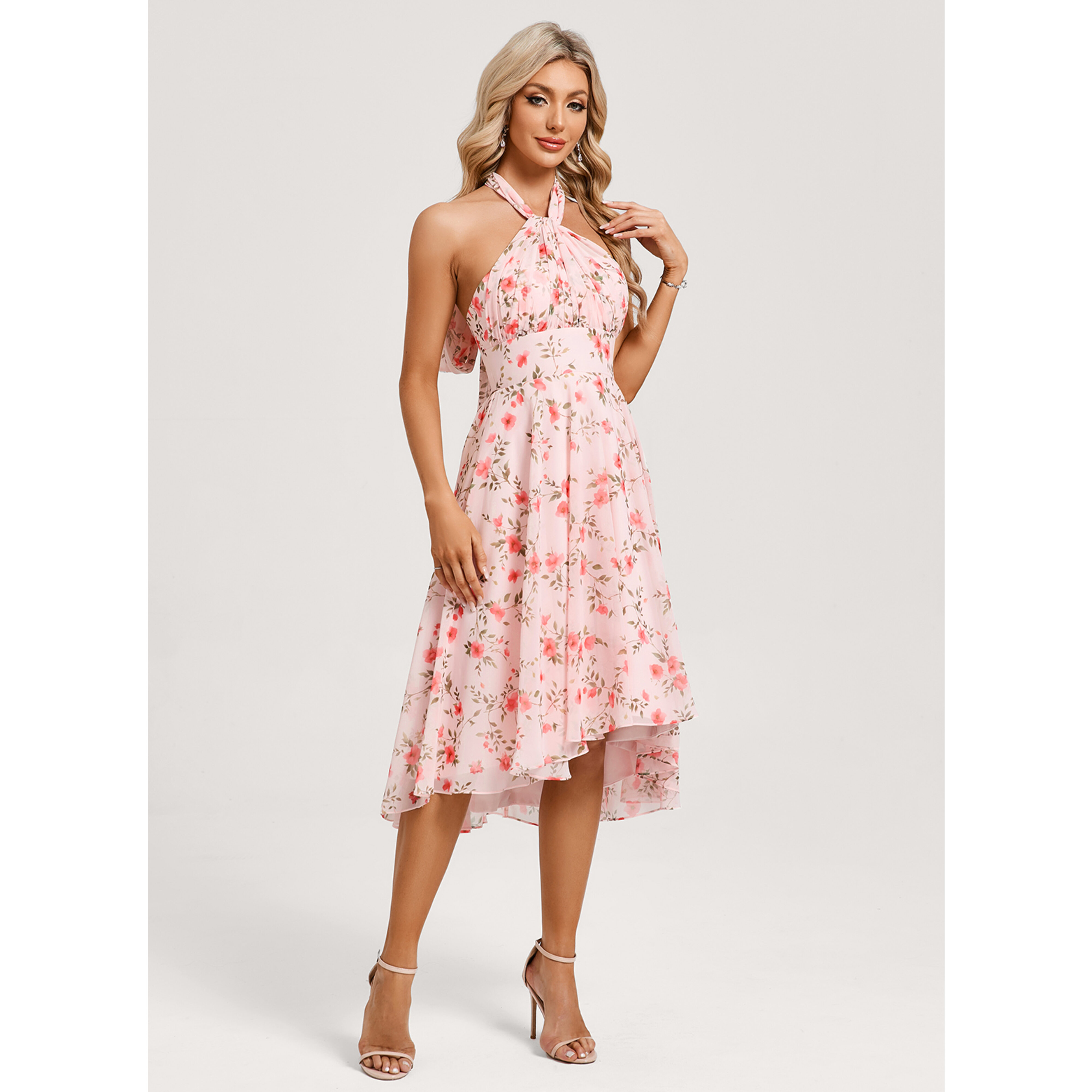 Xylia One Shoulder Scarf Chiffon Midi Cocktail Dress | JJ's House