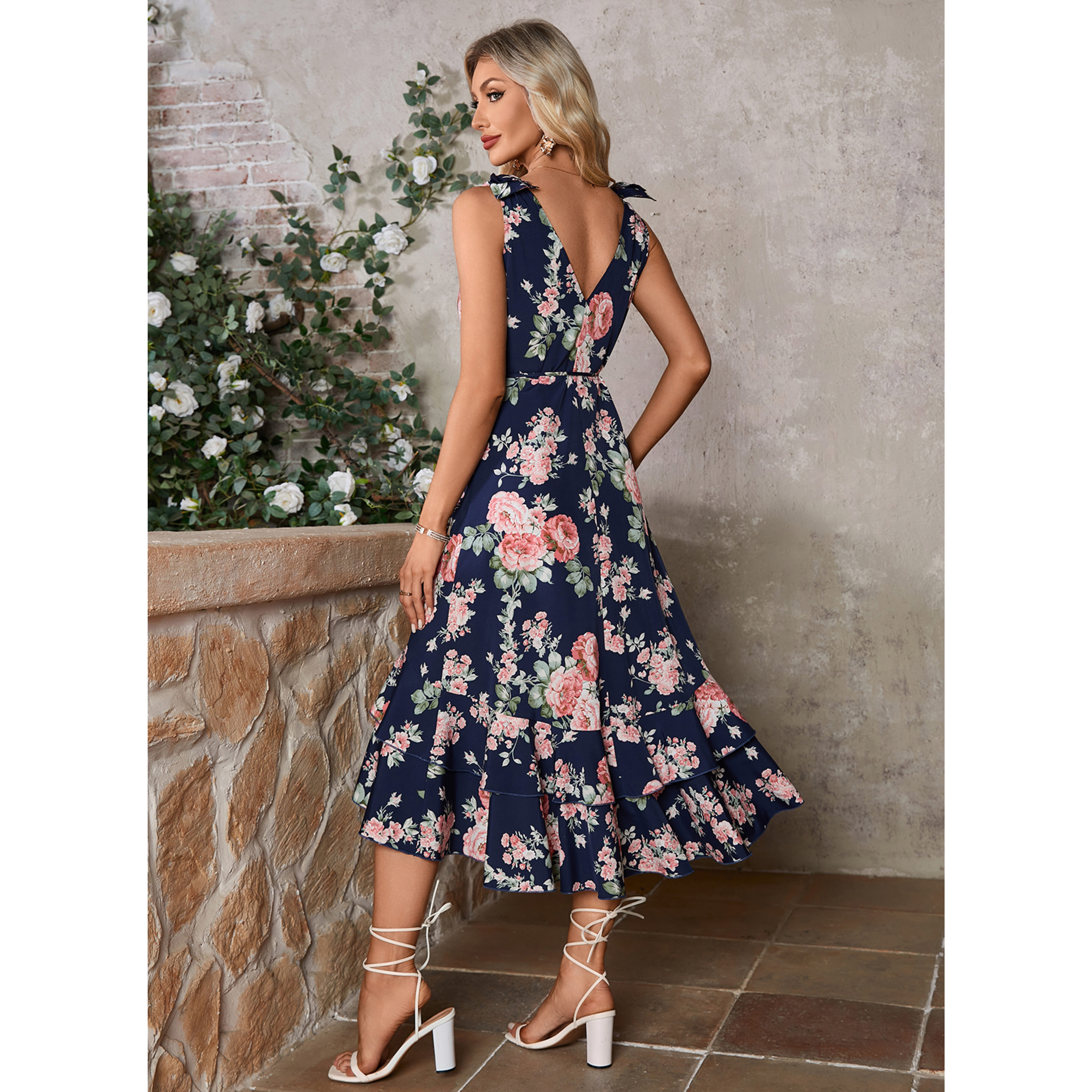 Geeya Floral Print Printed Fabric Midi Dress | JJ's House