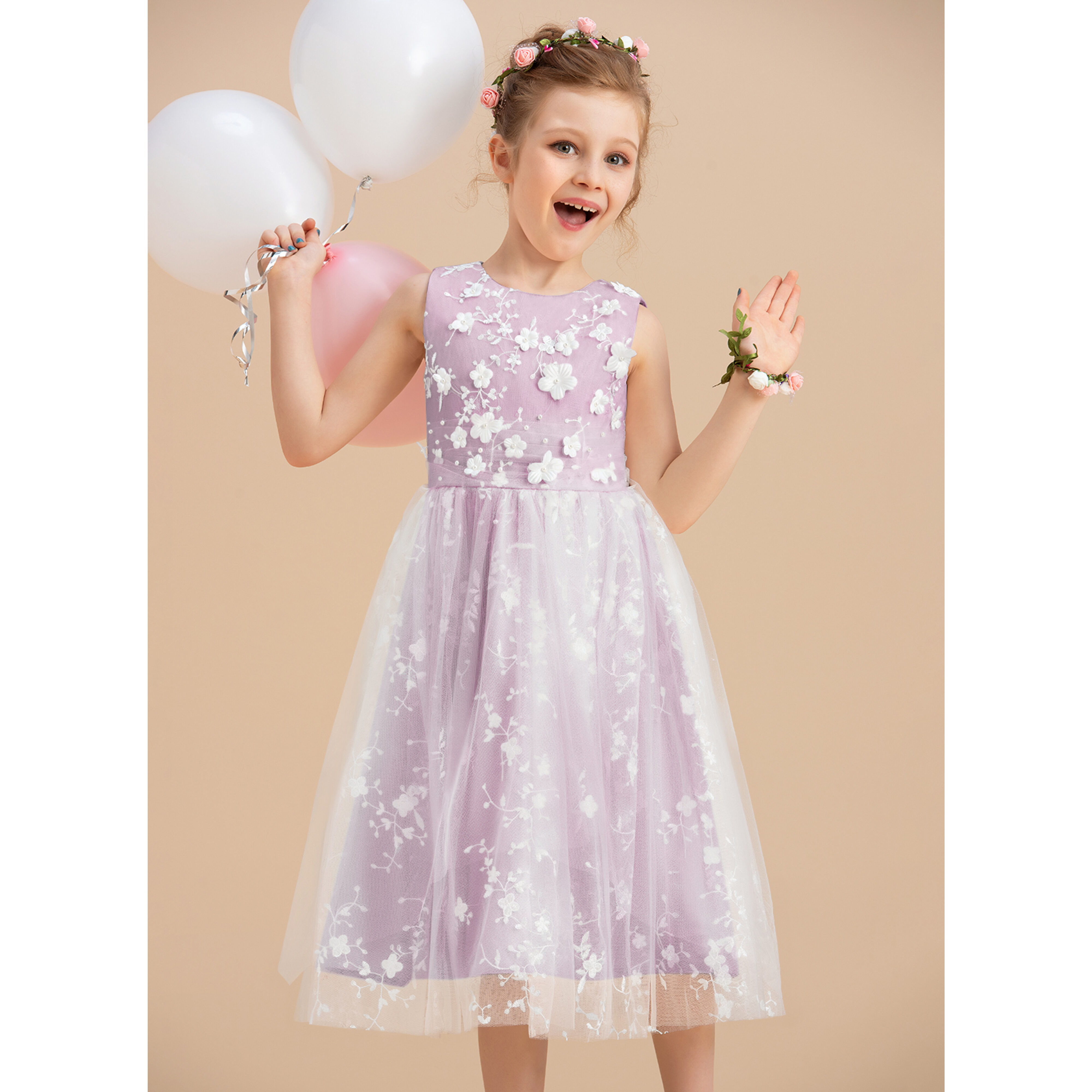Fiorella A-line Beading Tulle Flower Girl Dress | JJ's House