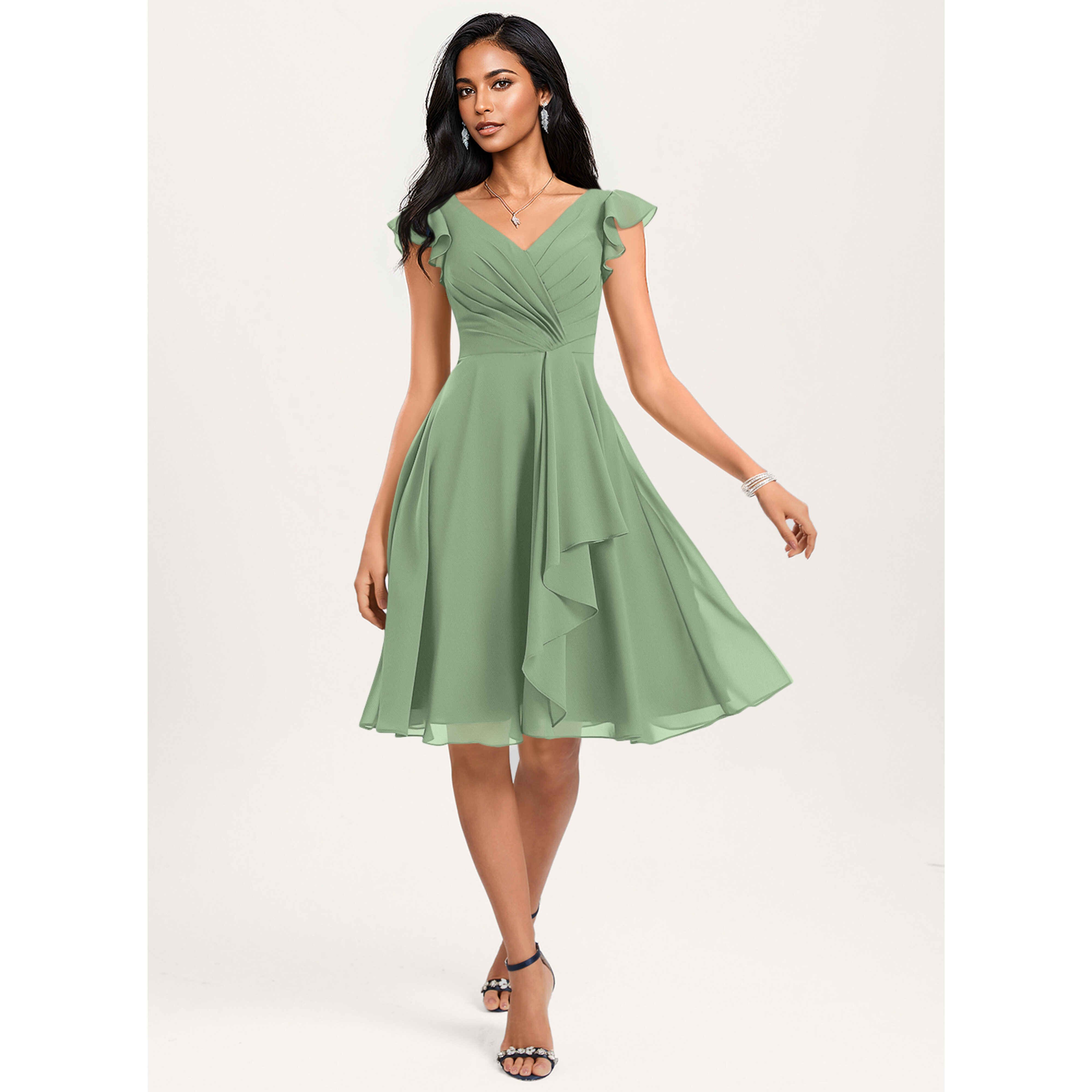 Lubaika A-line Ruffle Chiffon Bridesmaid Dress | JJ's House