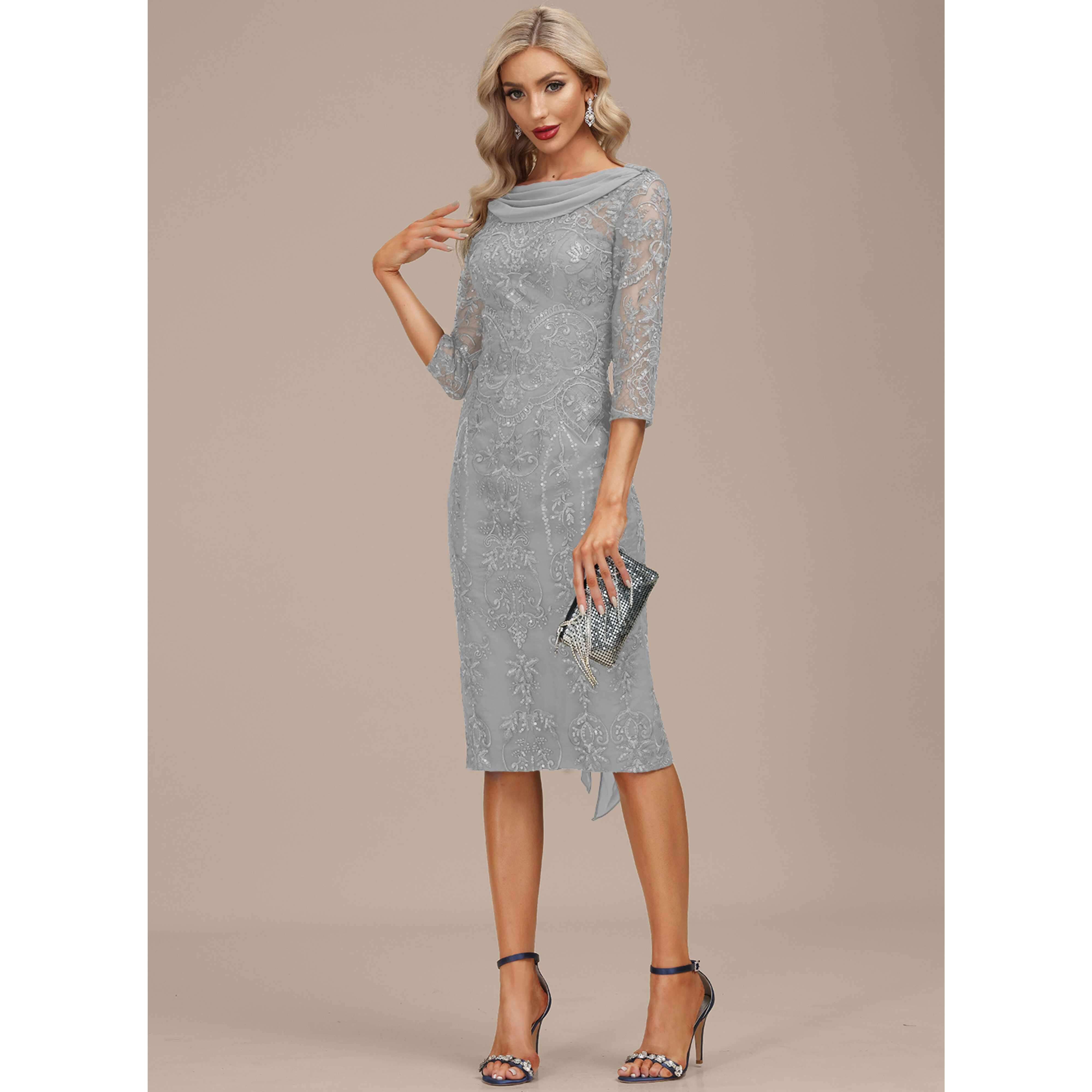 Jostelle Pleated Chiffon Midi Cocktail Dress | JJ's House
