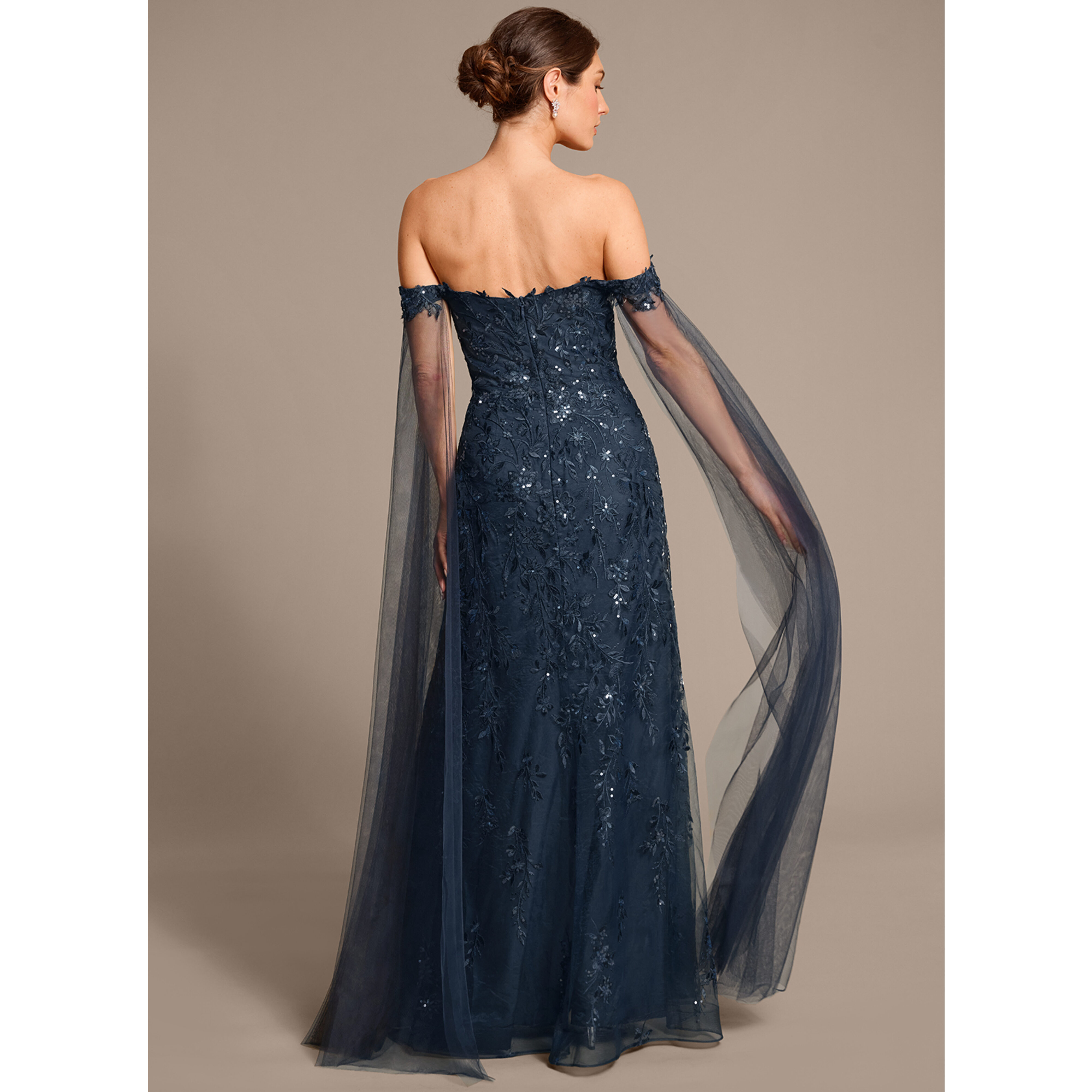 Lusa Sheath/Column Off the Shoulder Sequins Tulle Mother of the