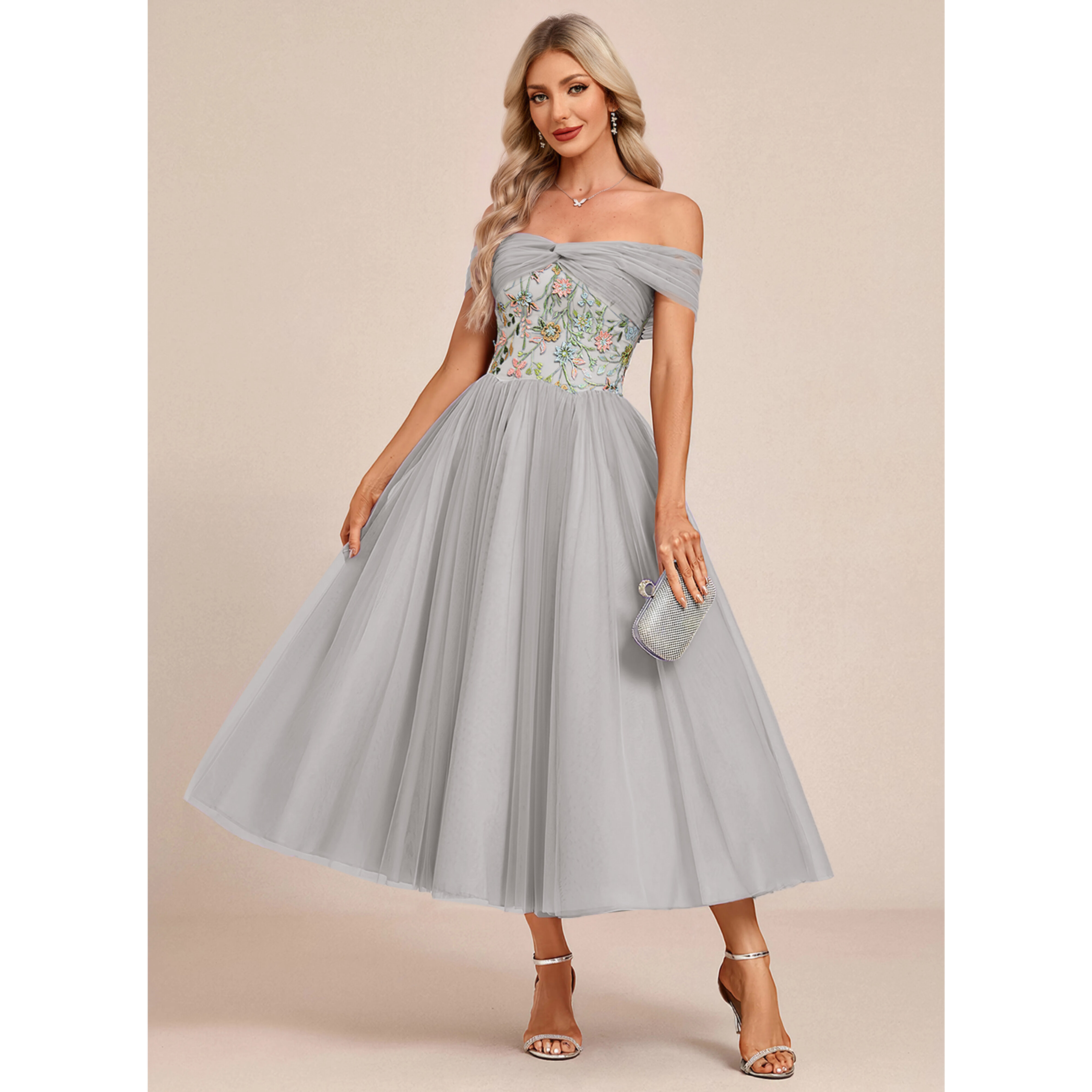 Evoria 3D Floral Lace Midi Cocktail Dress | JJ's House