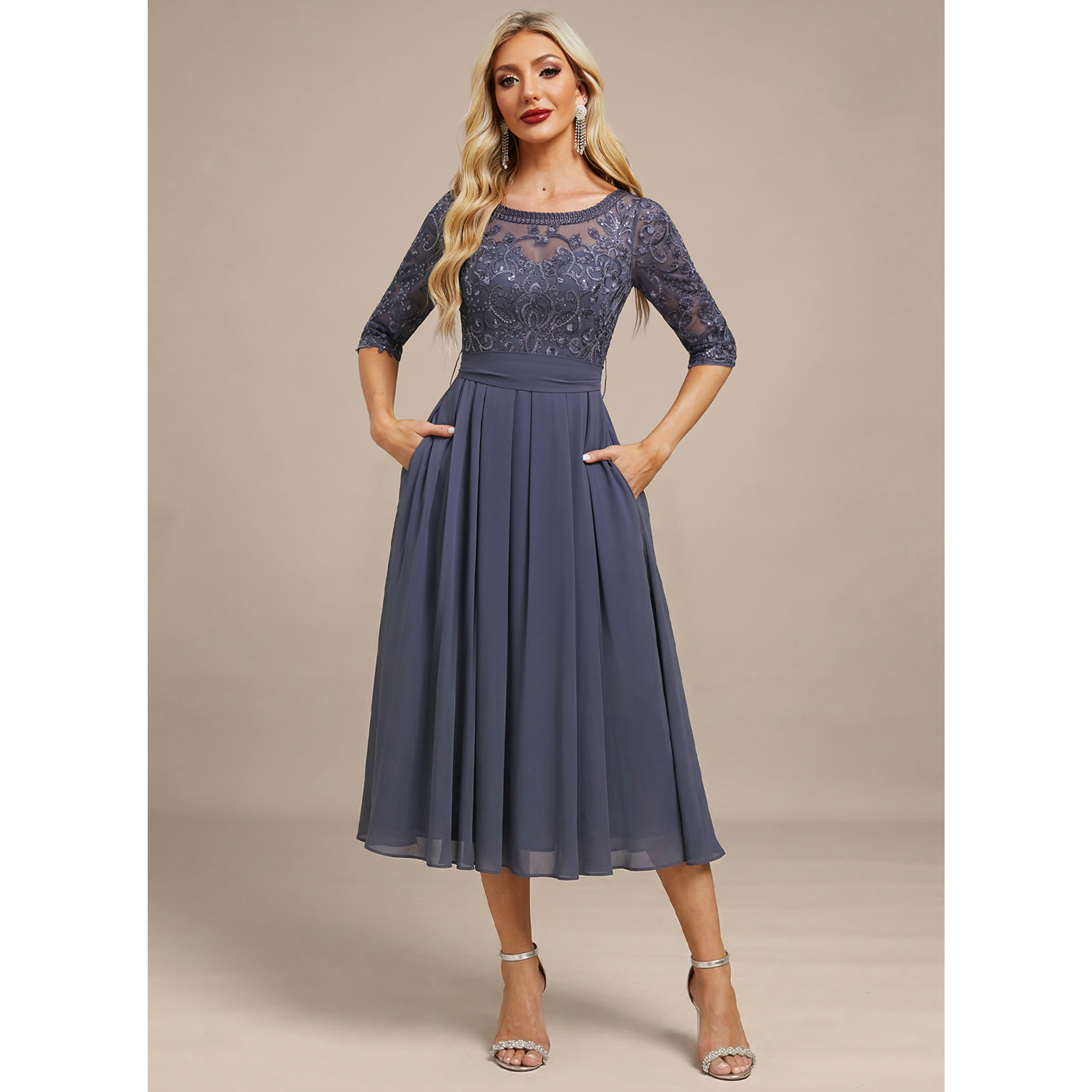 Alycya A-line Sequins Lace Mother of the Bride Dress | JJ's House