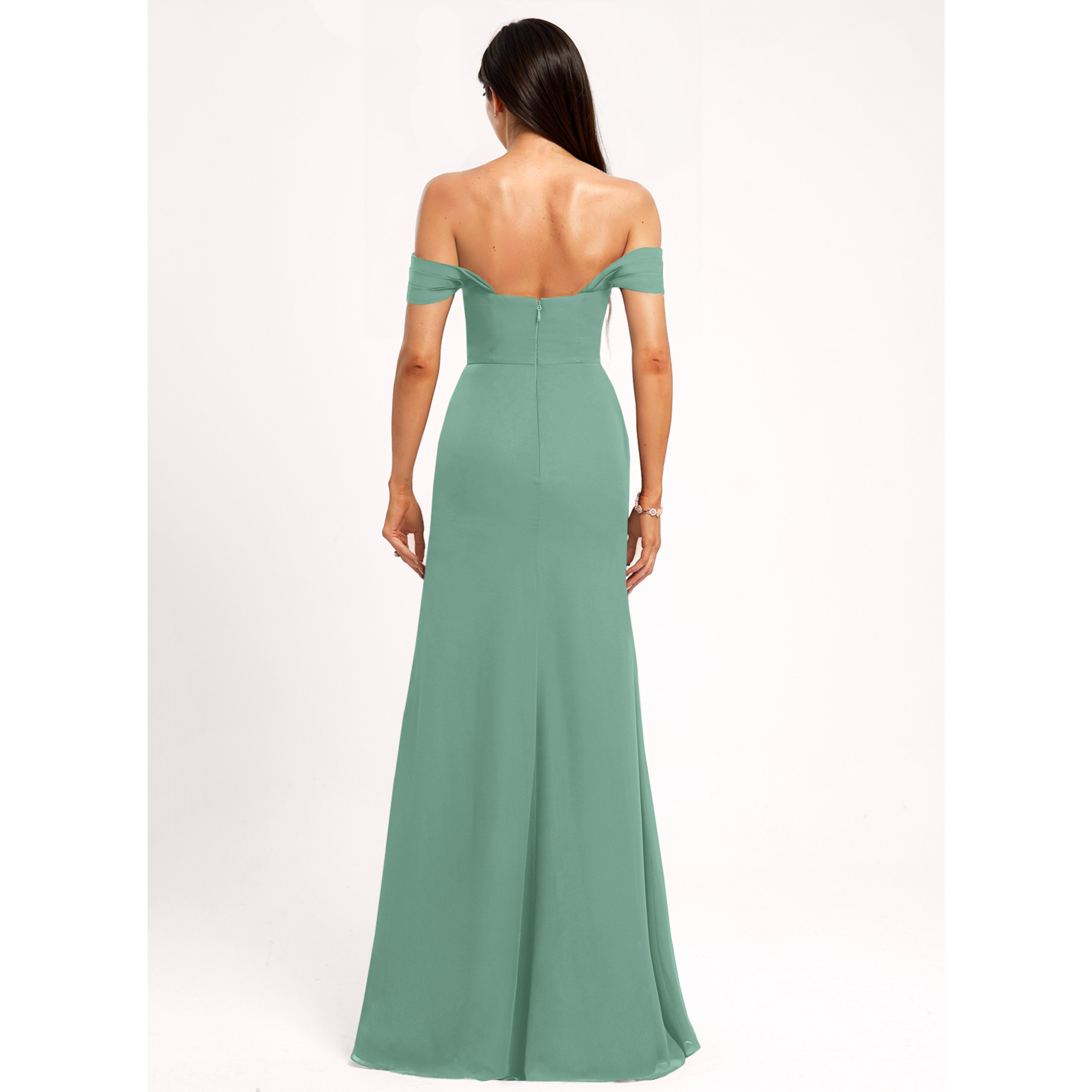 jjshouse off the shoulder bridesmaid dress JJsHouse A-Line Off-the-Shoulder Floor-Length Chiffon Junior Bridesmaid Dress With Cascading Ruffles