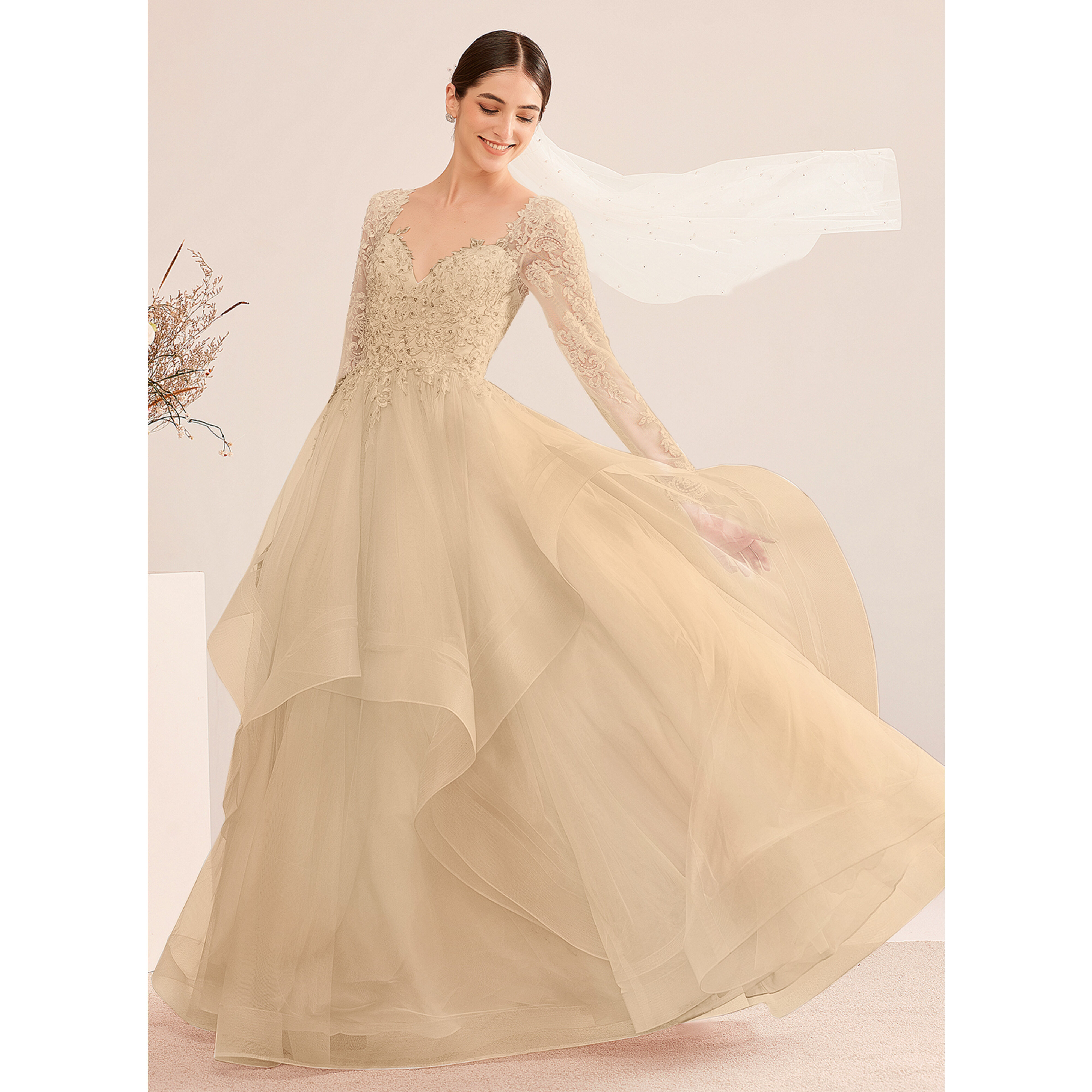 Erlisa Ball-Gown/Princess Sequins Lace Wedding Dress | JJ's House