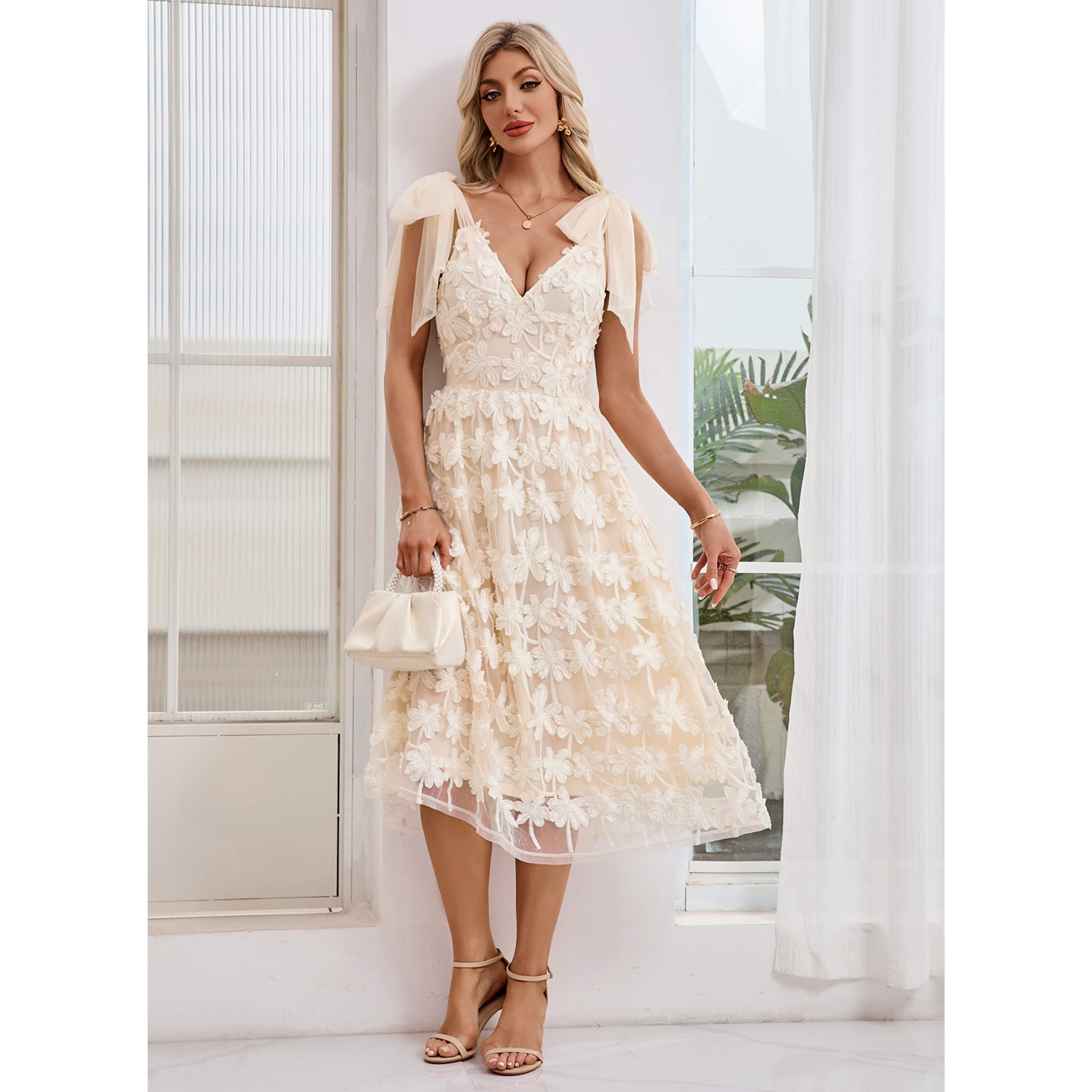 Ebitta Bow Tulle Midi Dress | JJ's House