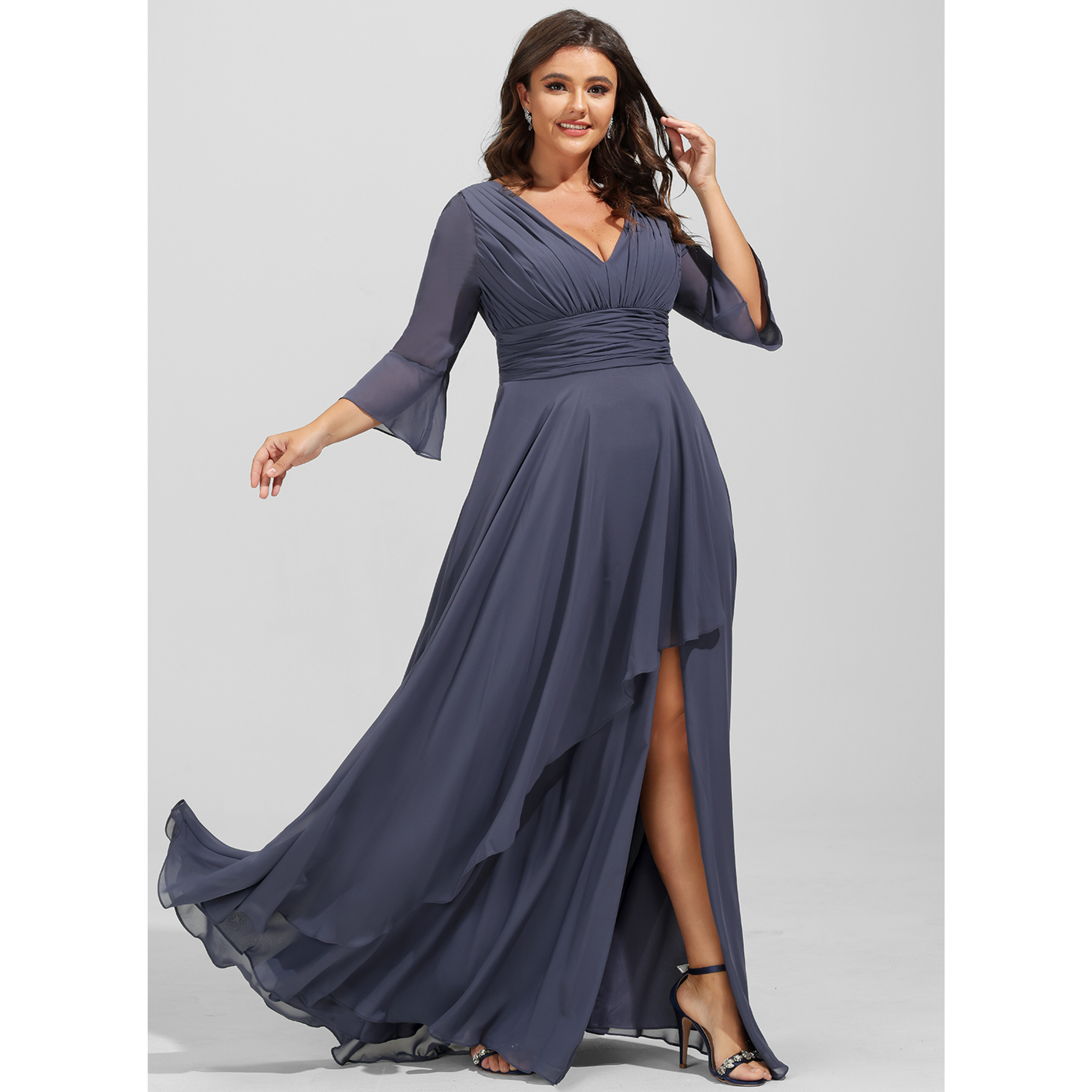 jjs bridesmaid dresses Jj Formal Wear Jj House Grey A-Line V-Neck Ruched Mother Of The Dusty Blue See Through Style Code | KT092 Celebrate love and friendship SIZE:Ted Size 1 (UK 8/US 4)