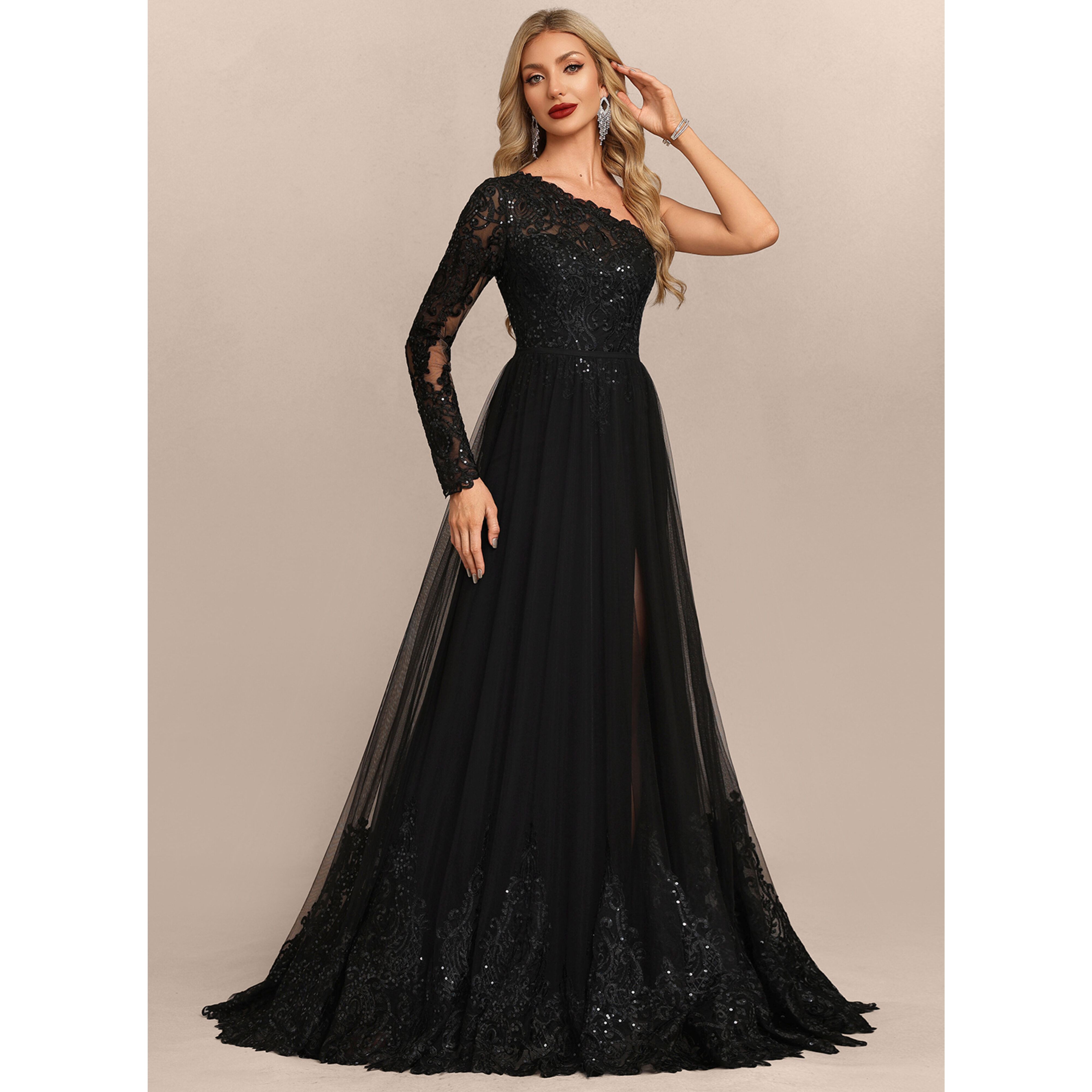 Lurella One Shoulder Chiffon Maxi Evening Dress | JJ's House