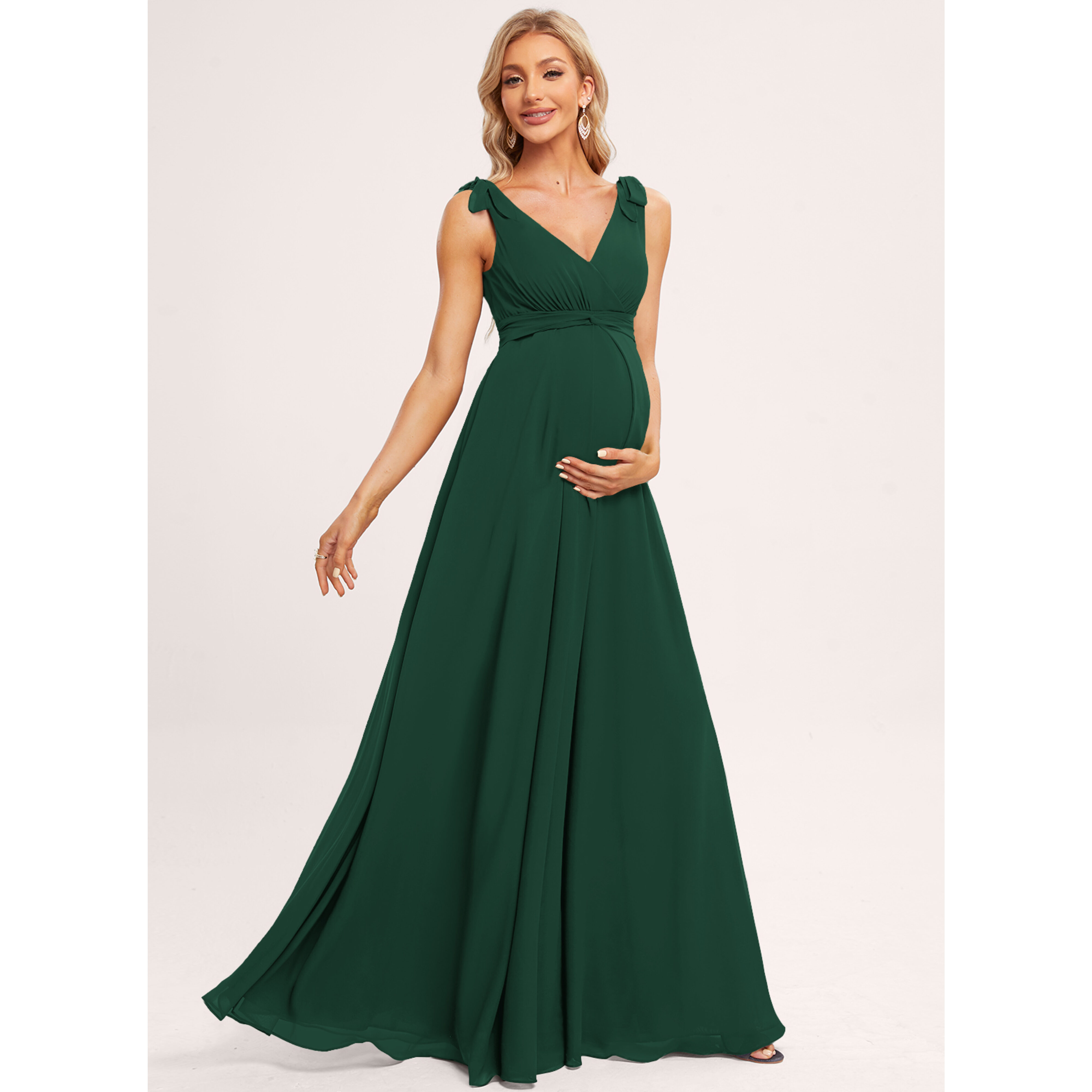 jjshouse maternity bridesmaid dresses Aneta A-line Square Ruffle Chiffon Maternity Bridesmaid Dress