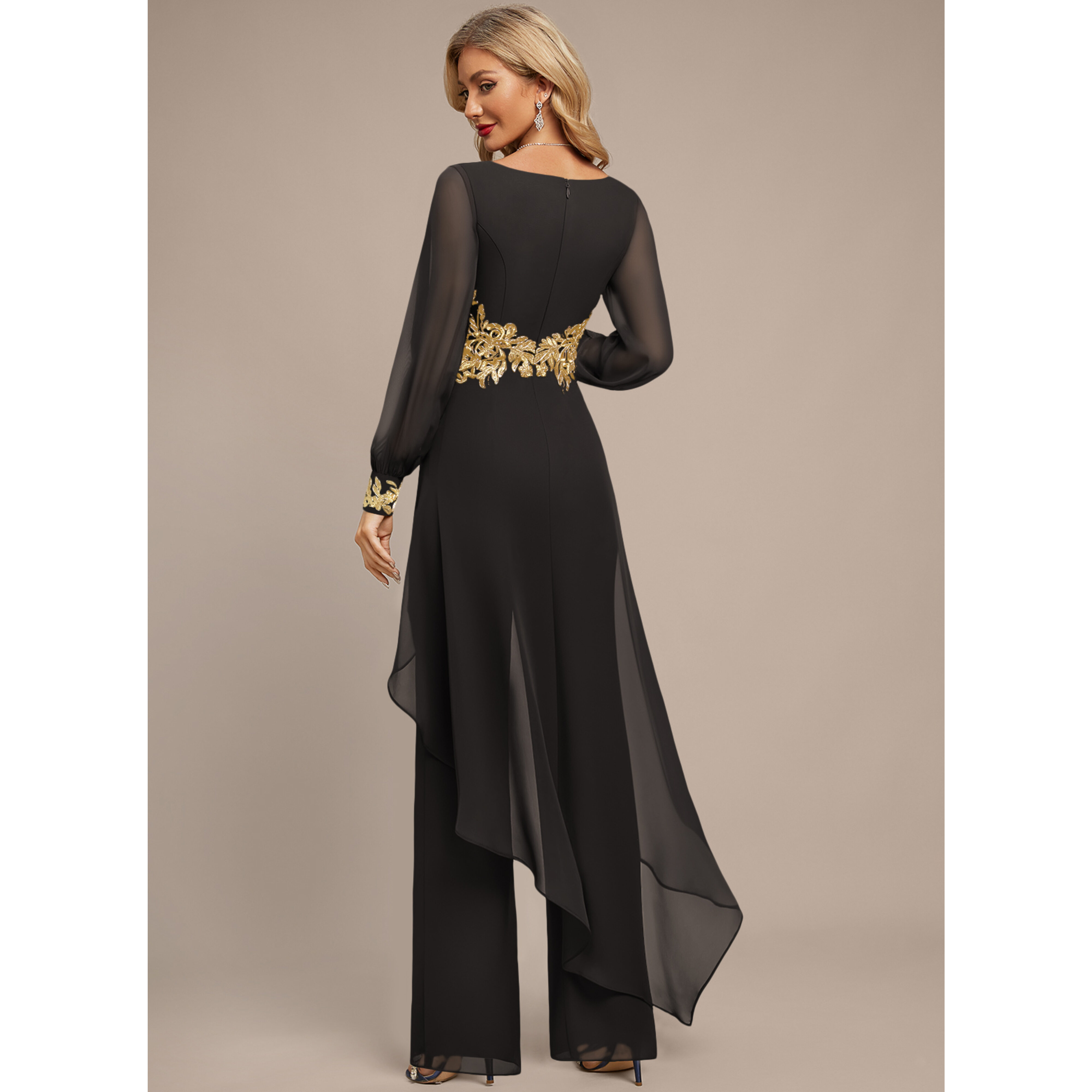Twyla Overskirt Chiffon Maxi Evening Jumpsuit | JJ's House