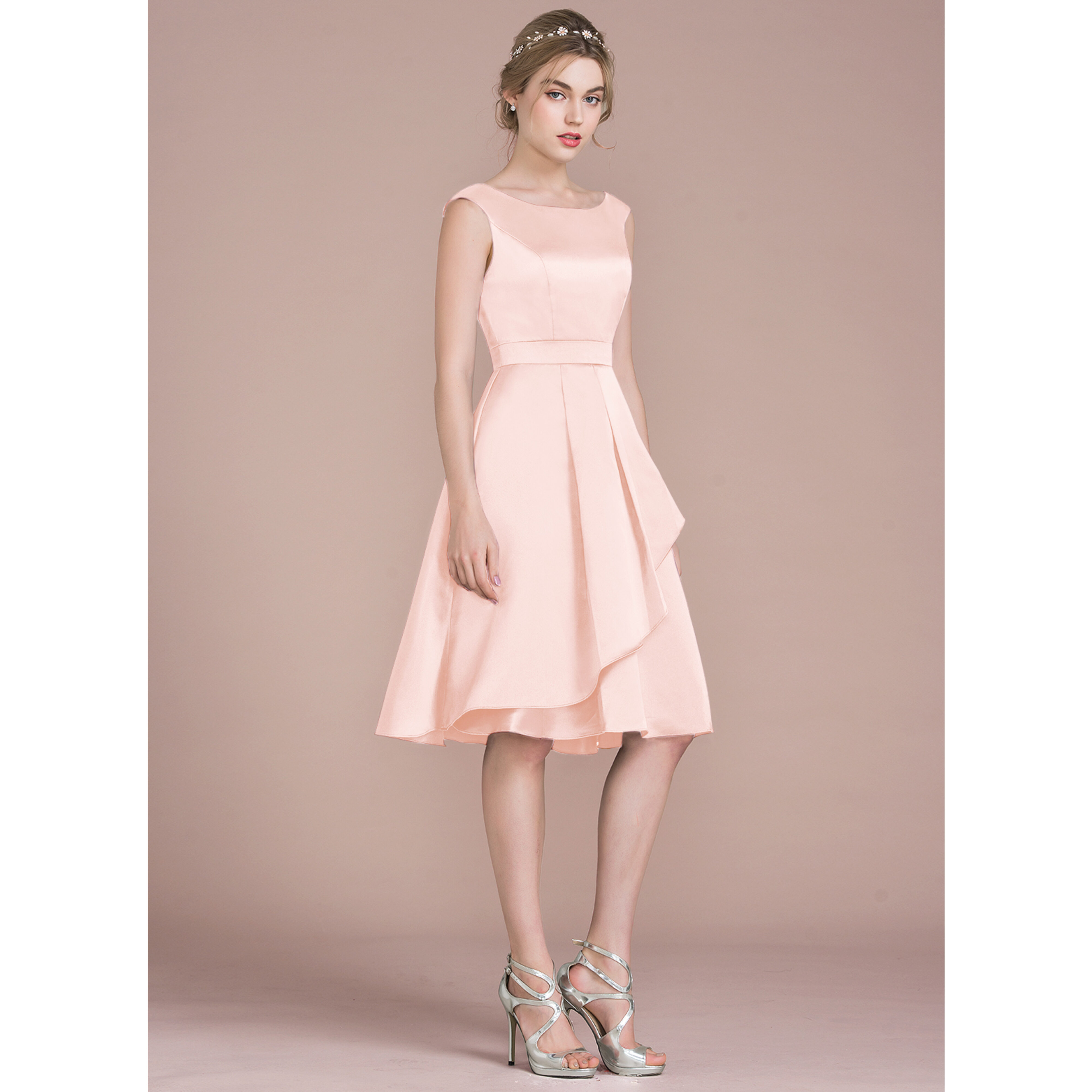 light pink satin homecoming dress Lovely Baby Pink Satin and Lace Short Homecoming Dress