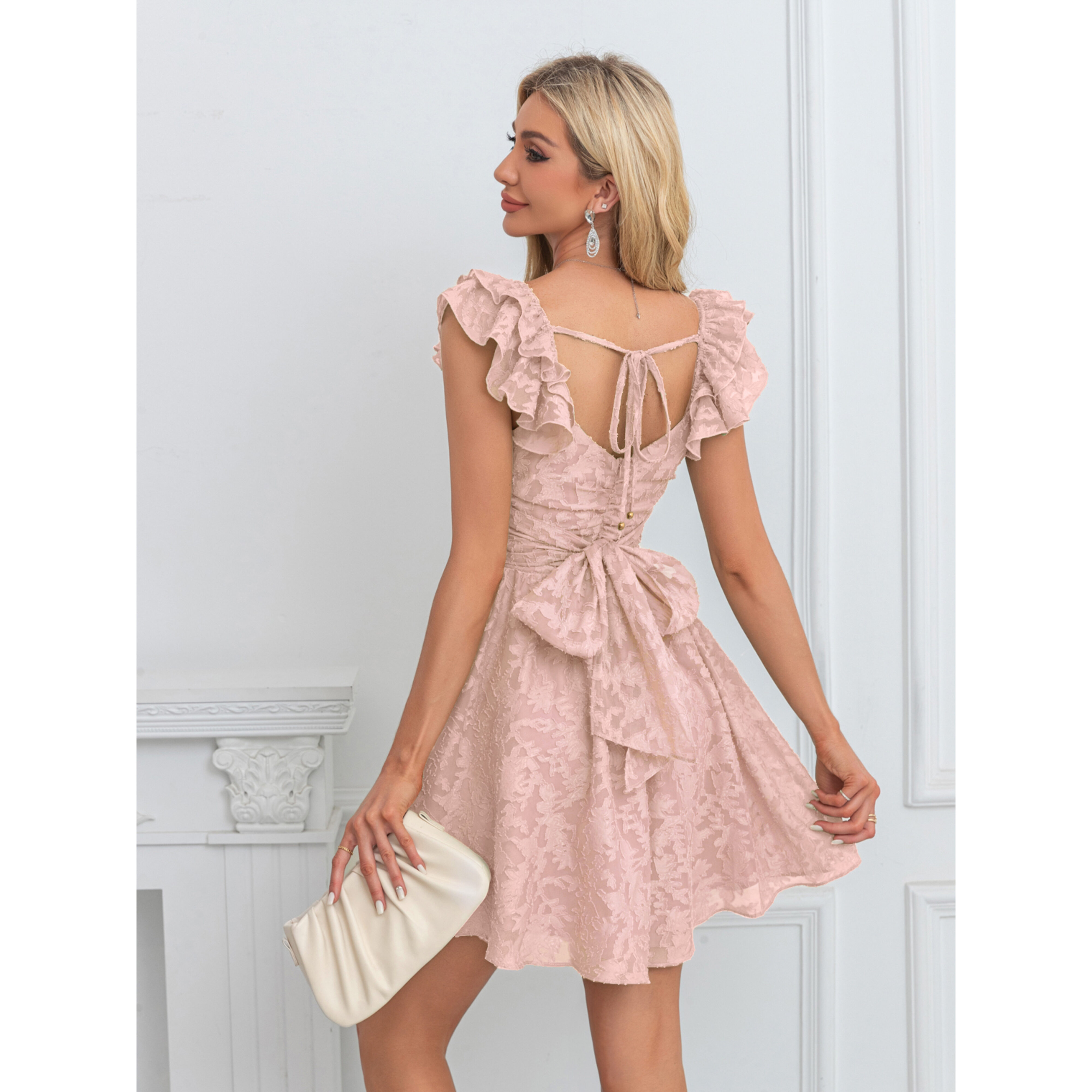 Ulara Bow Jacquard Mini Dress | JJ's House