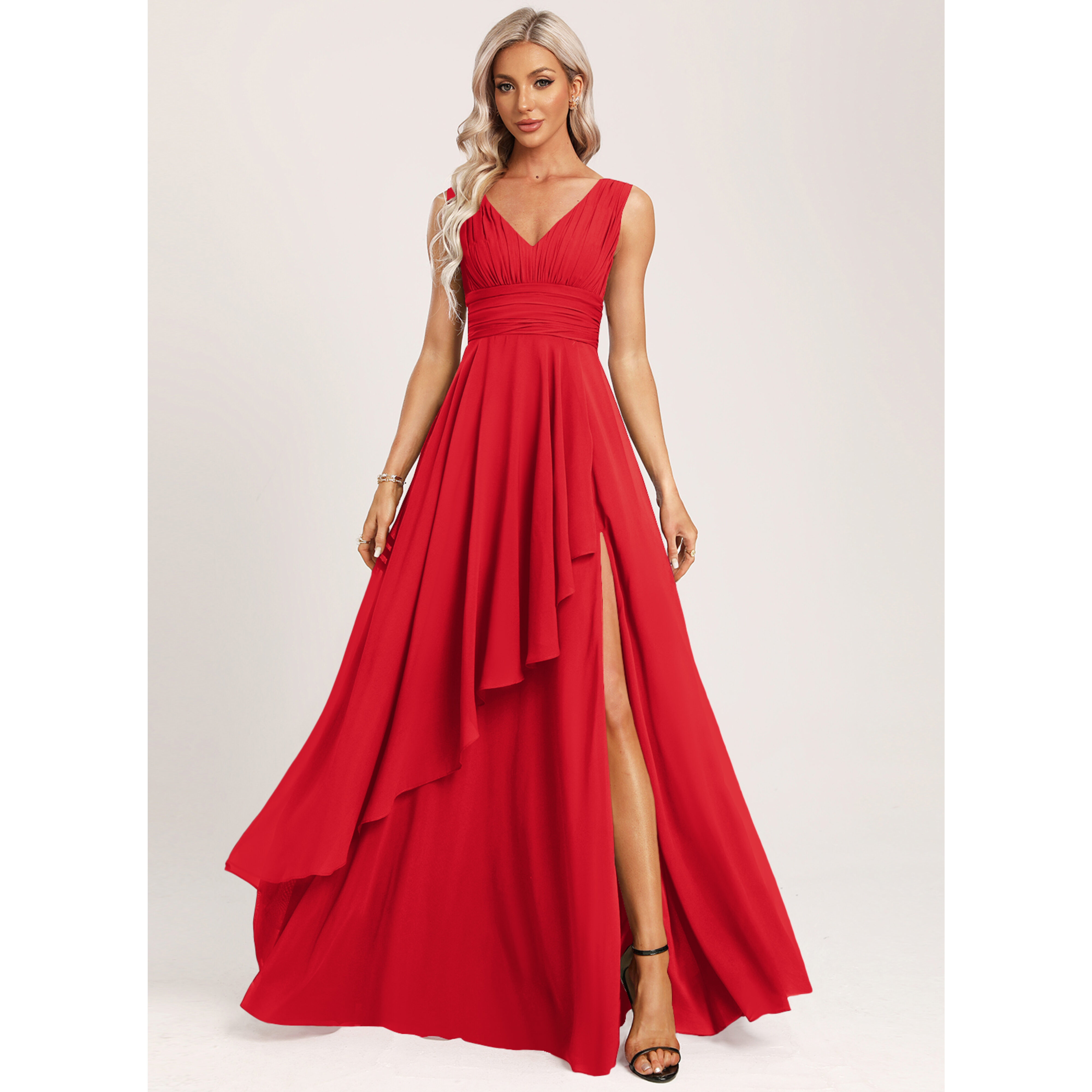 Oneika A-line Ruffle Chiffon Bridesmaid Dress | JJ's House