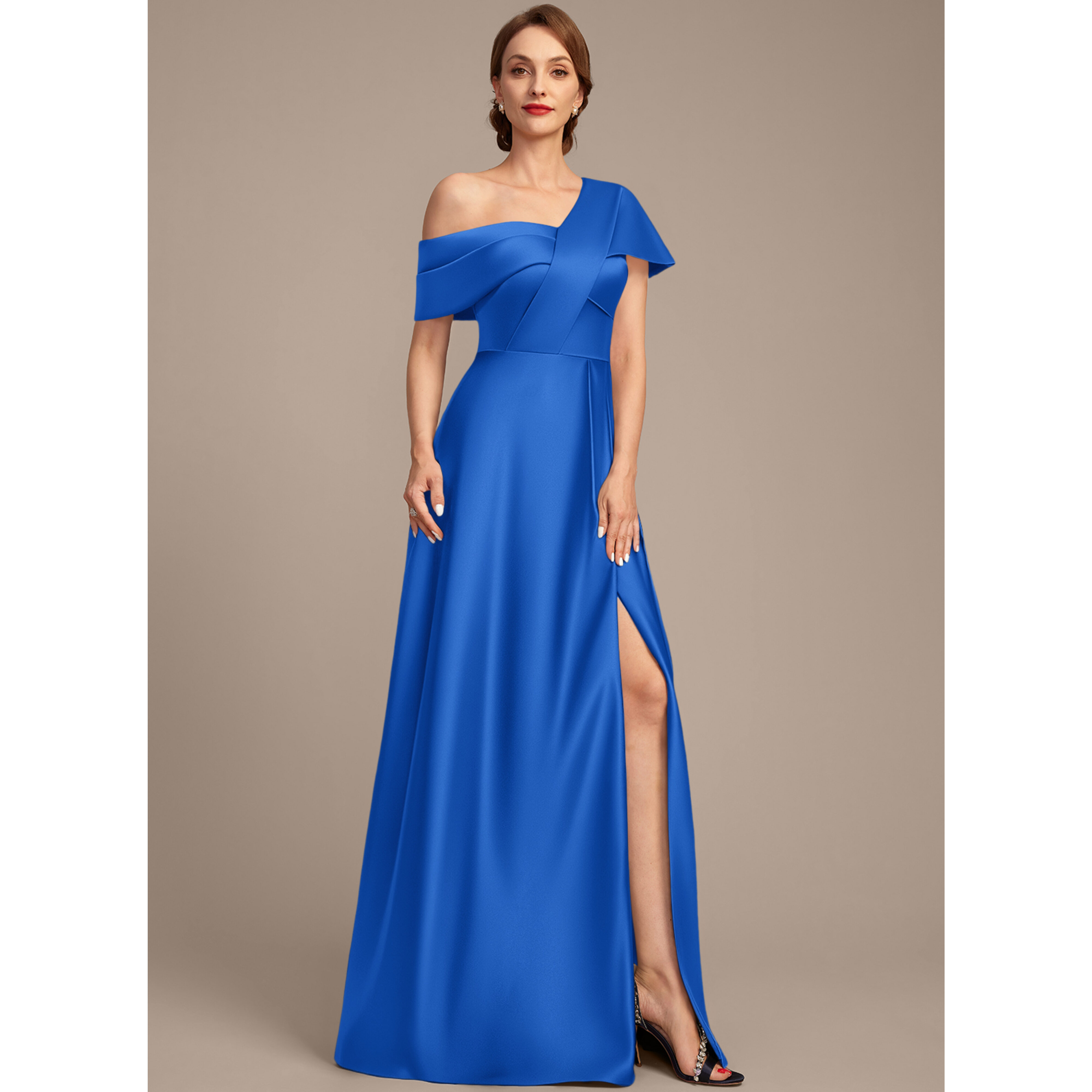 Iris A-line Pleated Satin Mother of the Bride Dress | JJ's House