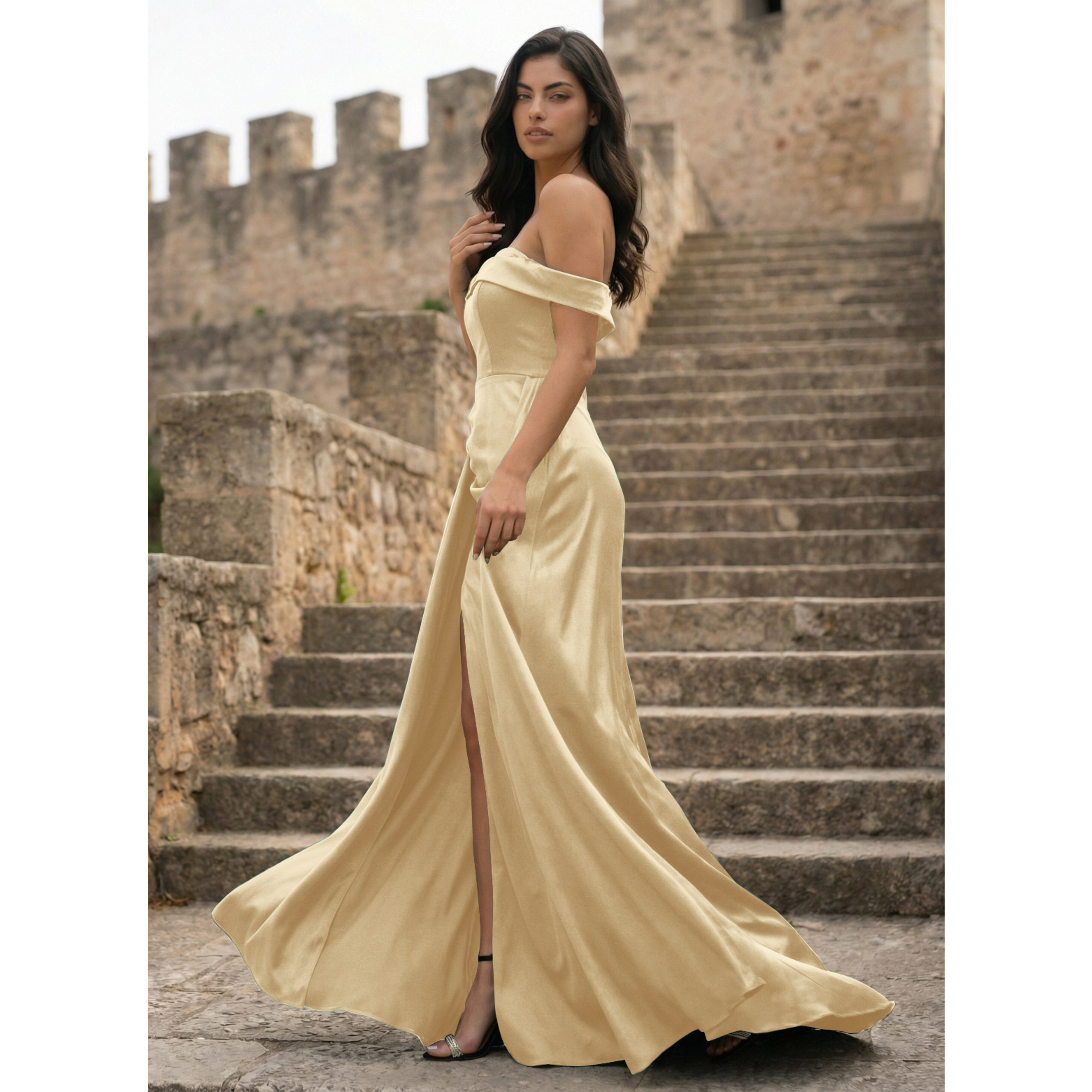 Ceriece Trumpet/Mermaid Off the Shoulder Strapless Stretch Satin