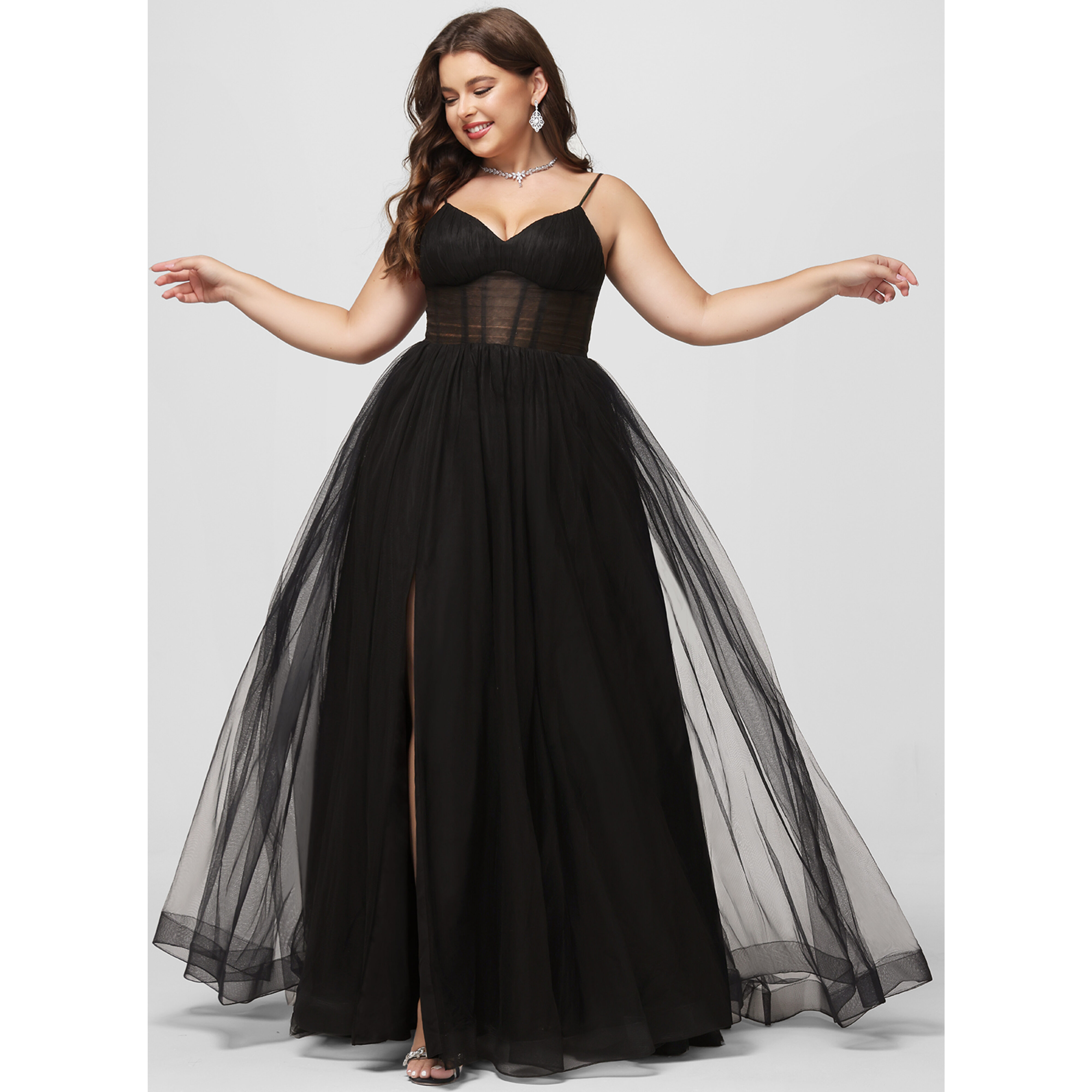 strapless open back dress High-Side-Slit Tight Long Simple Prom Dress