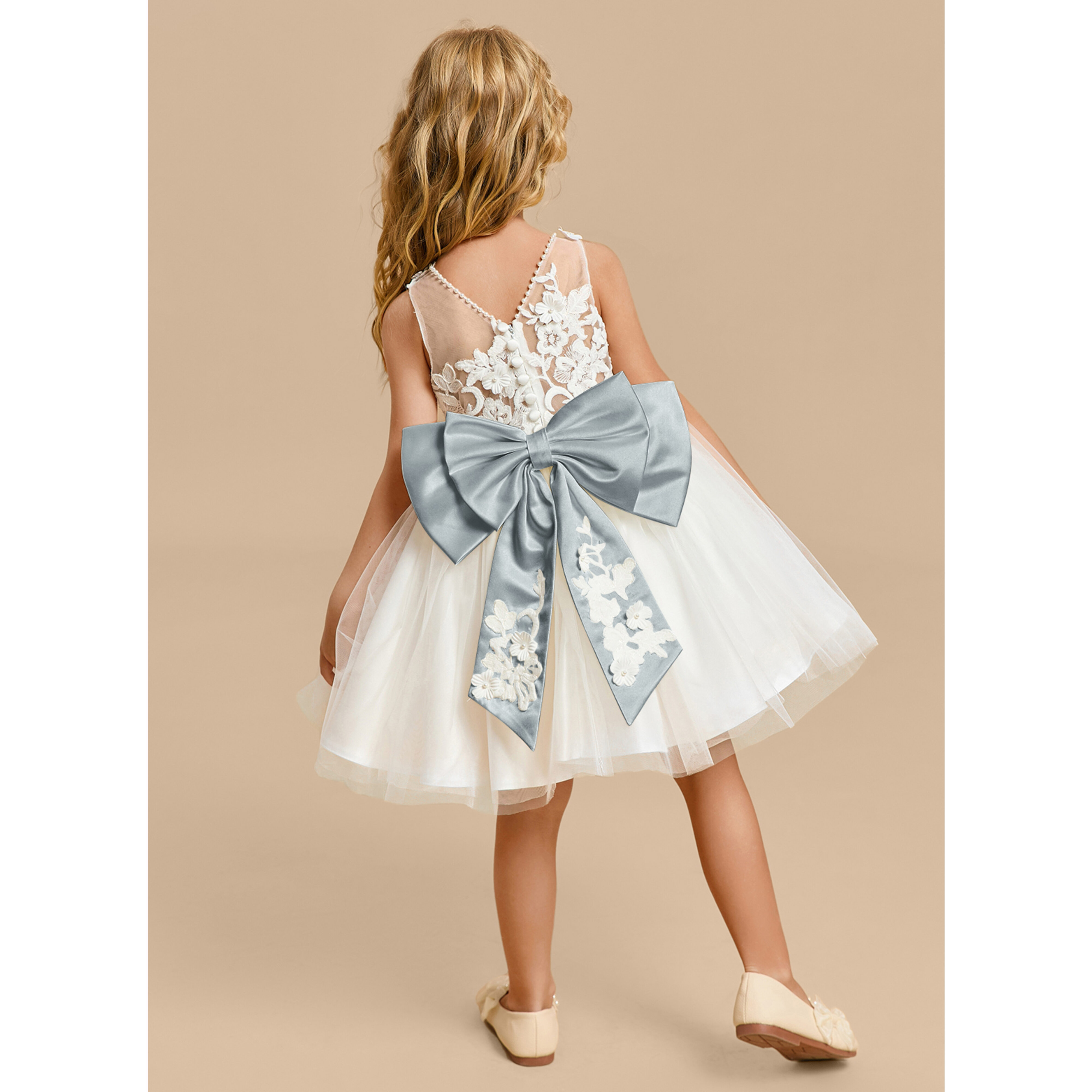Amorina A-line Bow Tulle Flower Girl Dress | JJ's House