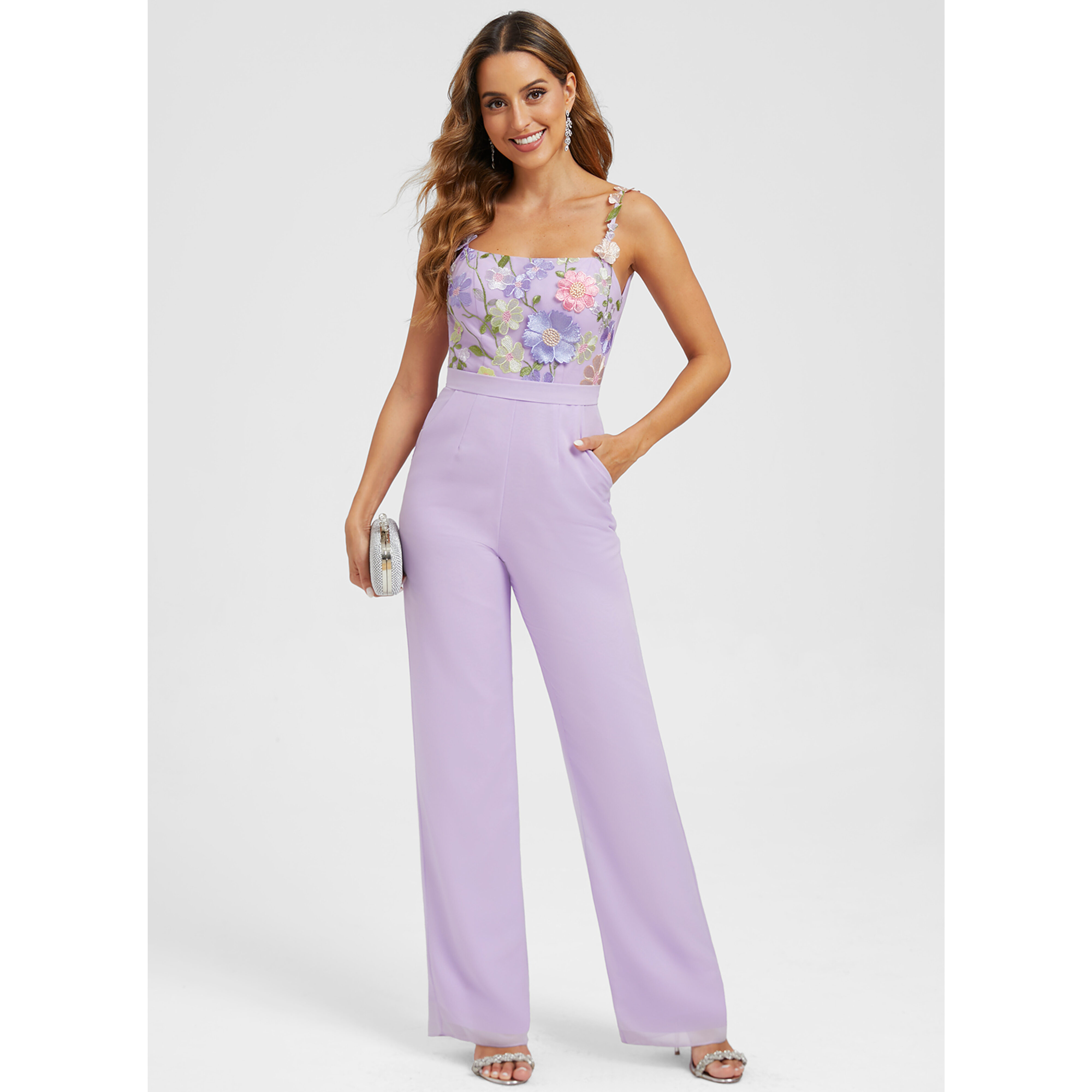 Yariana 3D Floral Chiffon Maxi Cocktail Jumpsuit | JJ's House