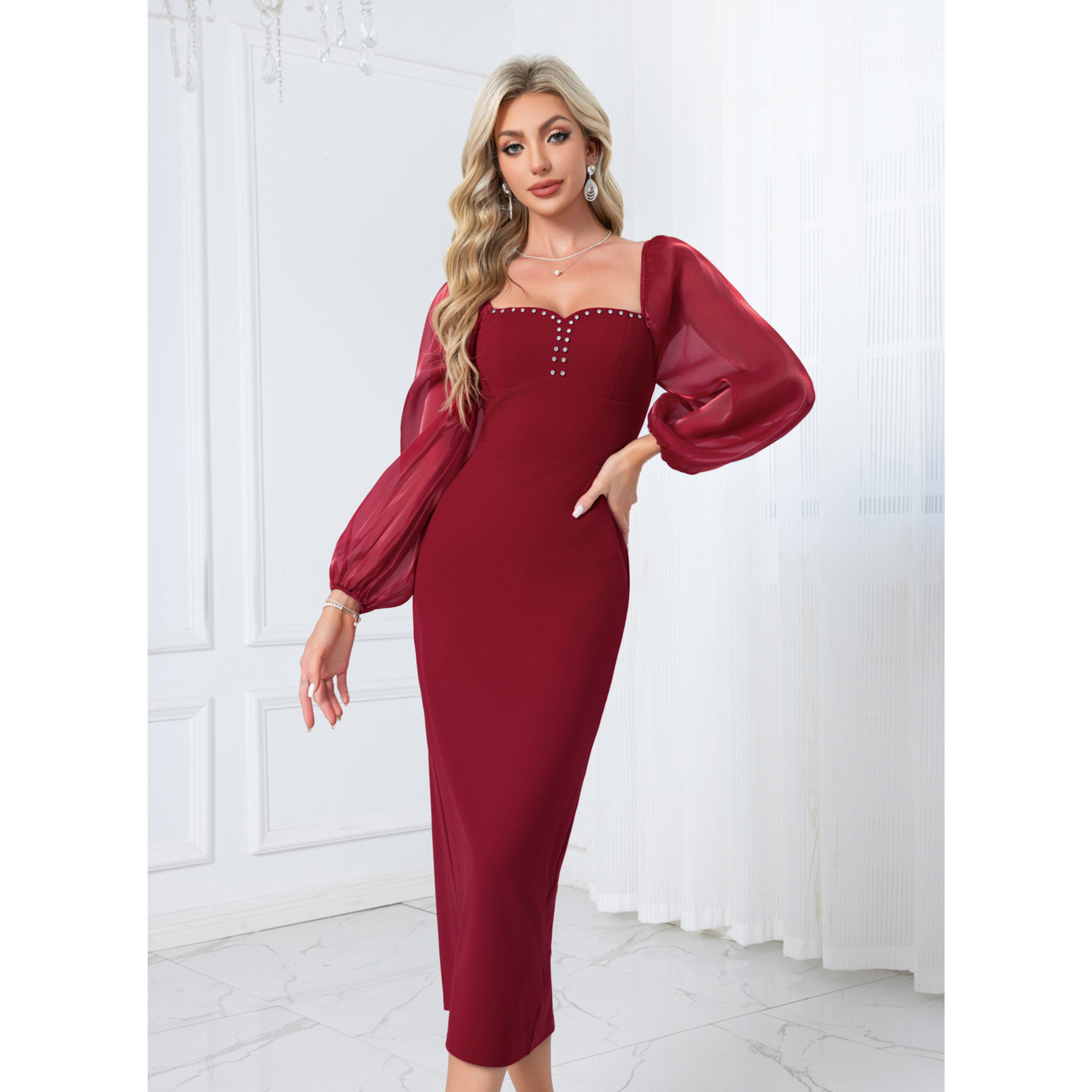 Vhairie Chiffon Midi Dress | JJ's House