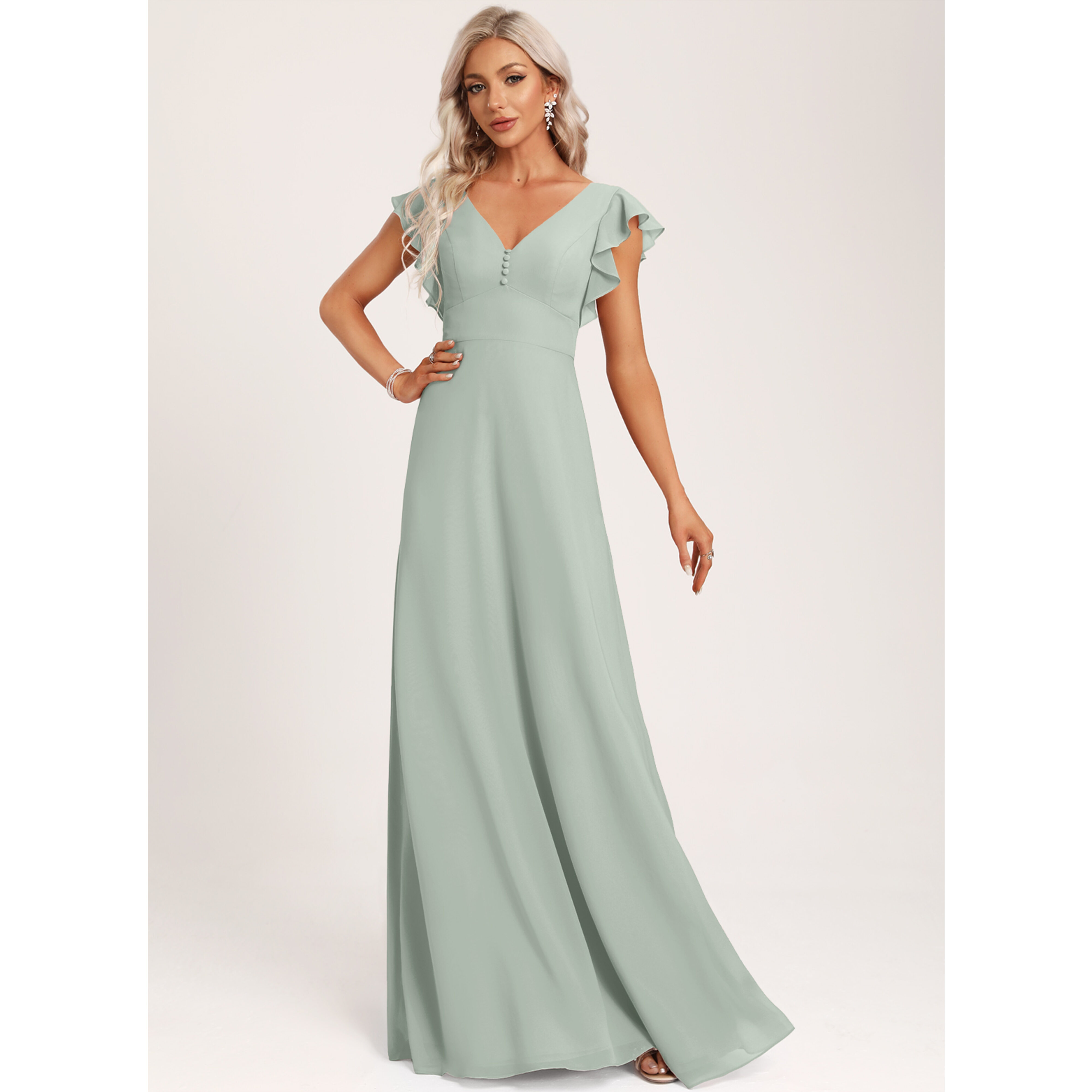 jjs house bridesmaid dress Louissa A-line Ruffle Chiffon jjshouse Beach Casual Short Tropical Maroon Prom Dress line Square Ruffle Chiffon Color:As Picture Brown