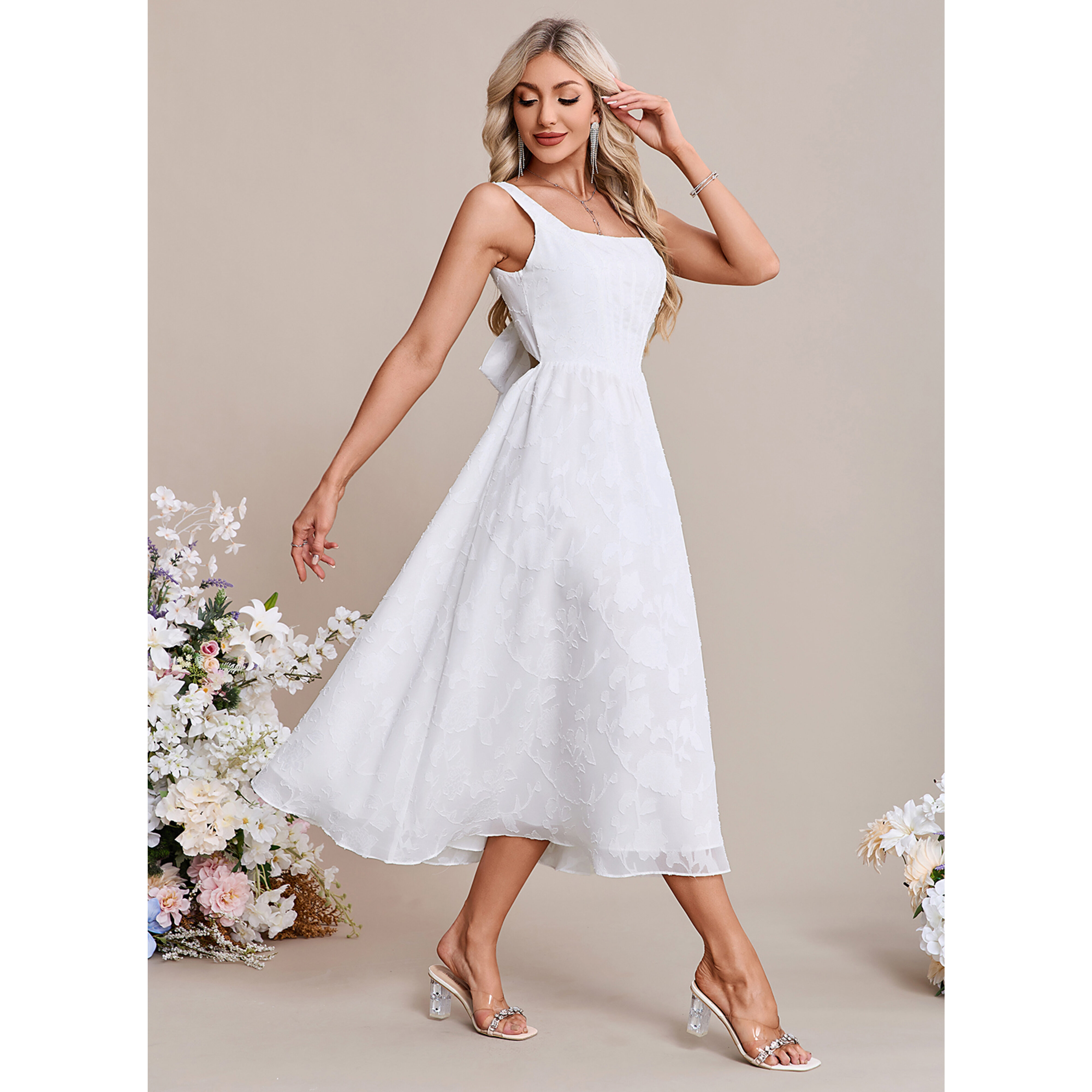 Maite Jacquard Chiffon Midi Dress | JJ's House