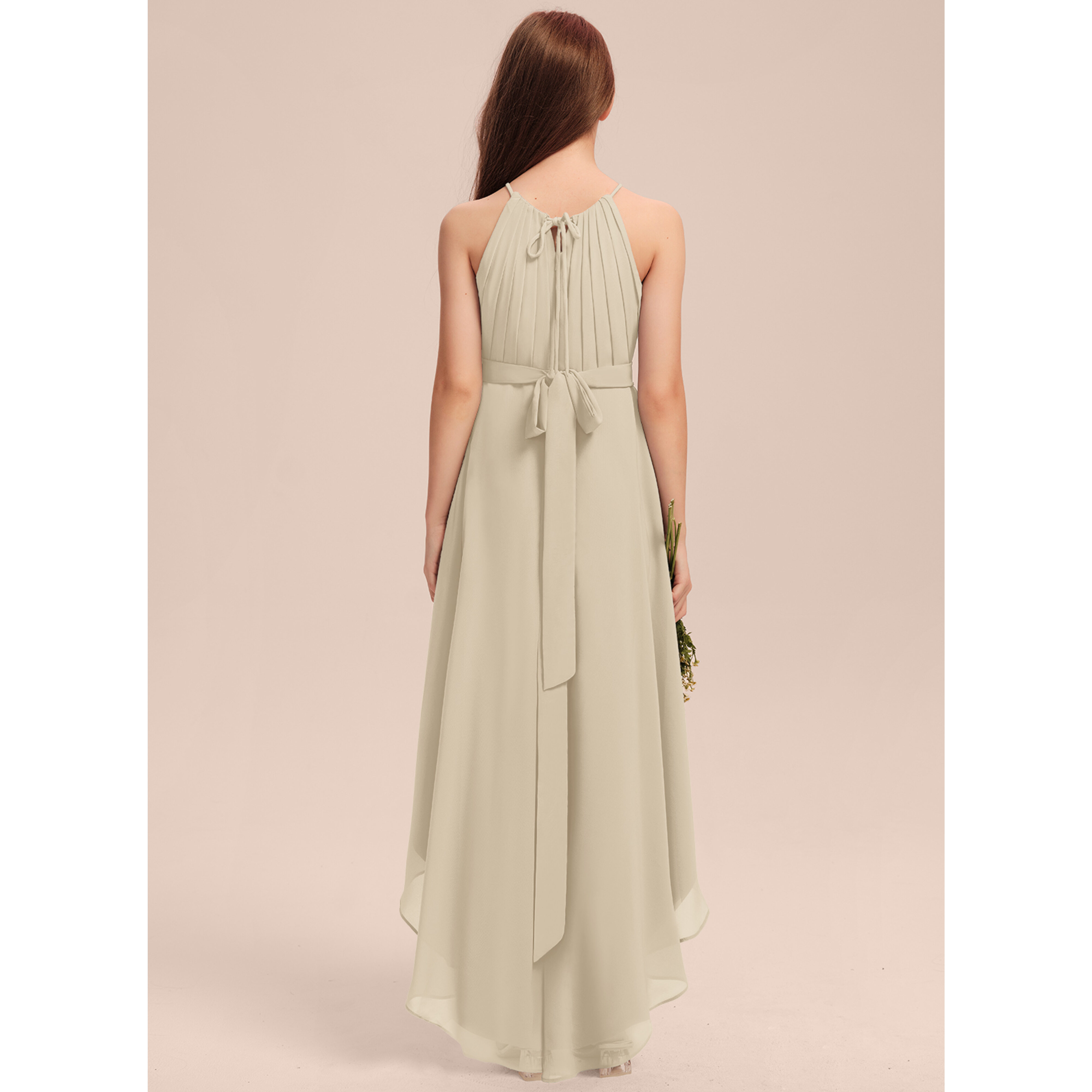 shein junior bridesmaid dresses Short Sleeves Satin Junior Bridesmaid Dresses With Belt, Dusty_Sage