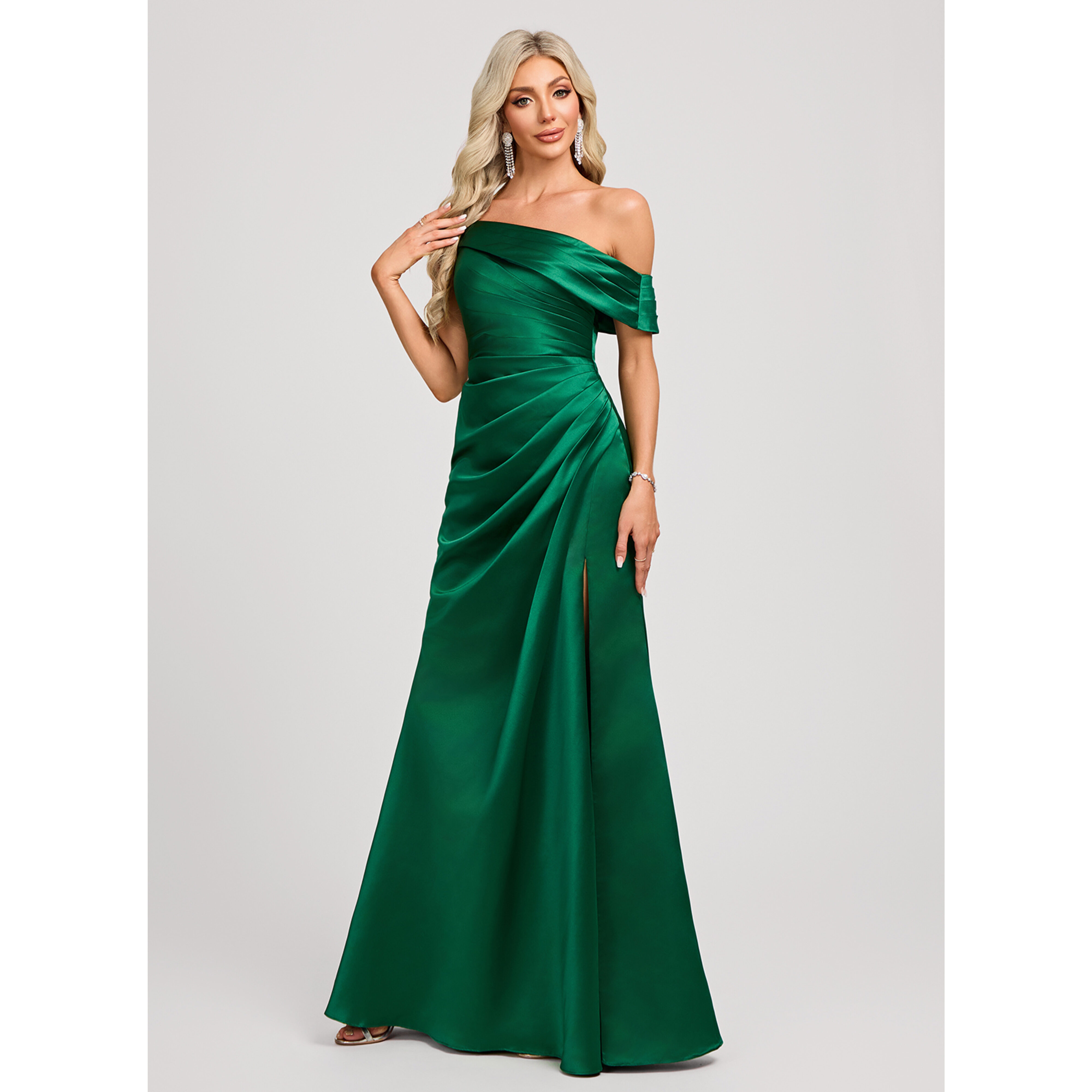Zafena Trumpet/Mermaid One Shoulder Ruffle Satin Bridesmaid Dress