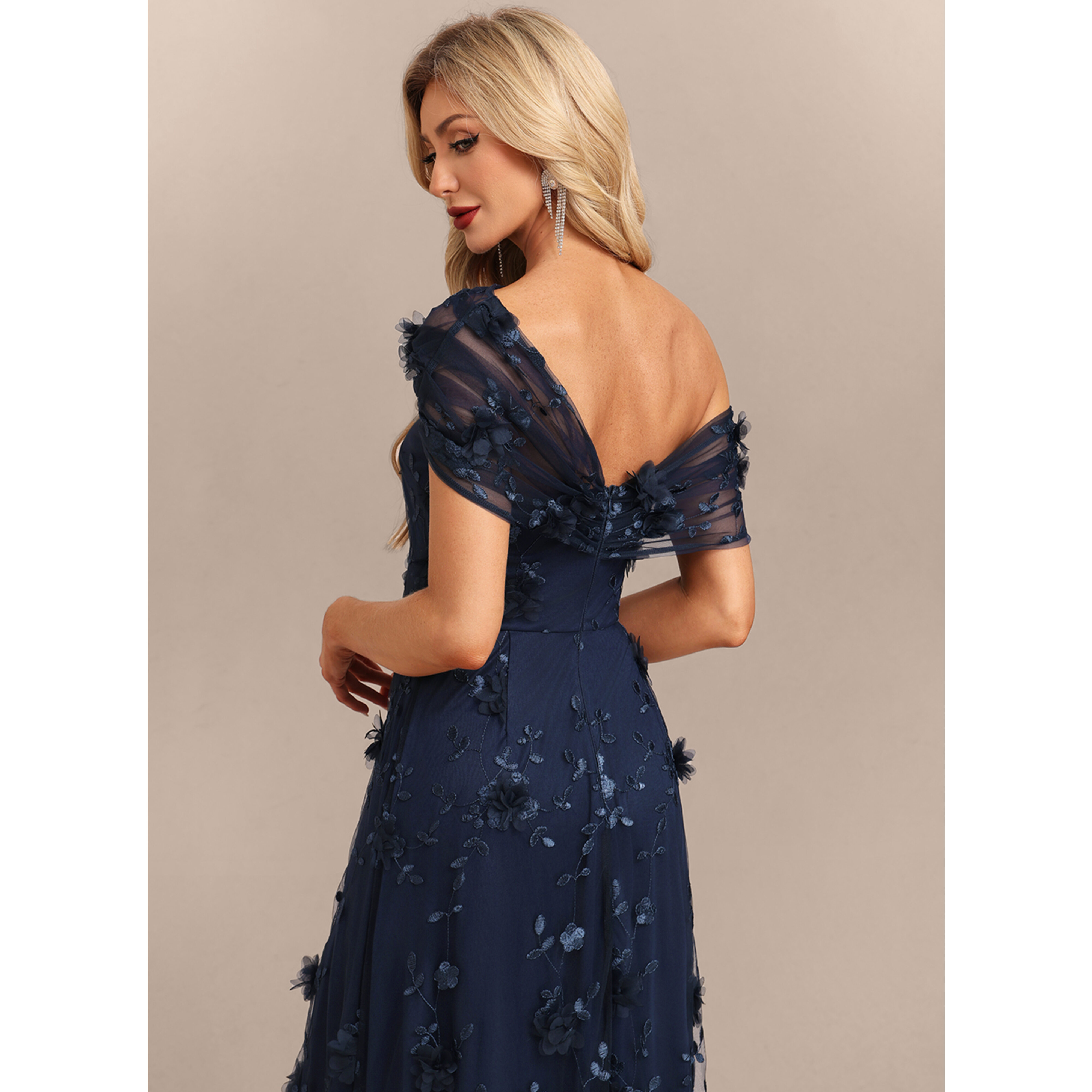 Amyrie Flower Tulle Maxi Evening Dress | JJ's House