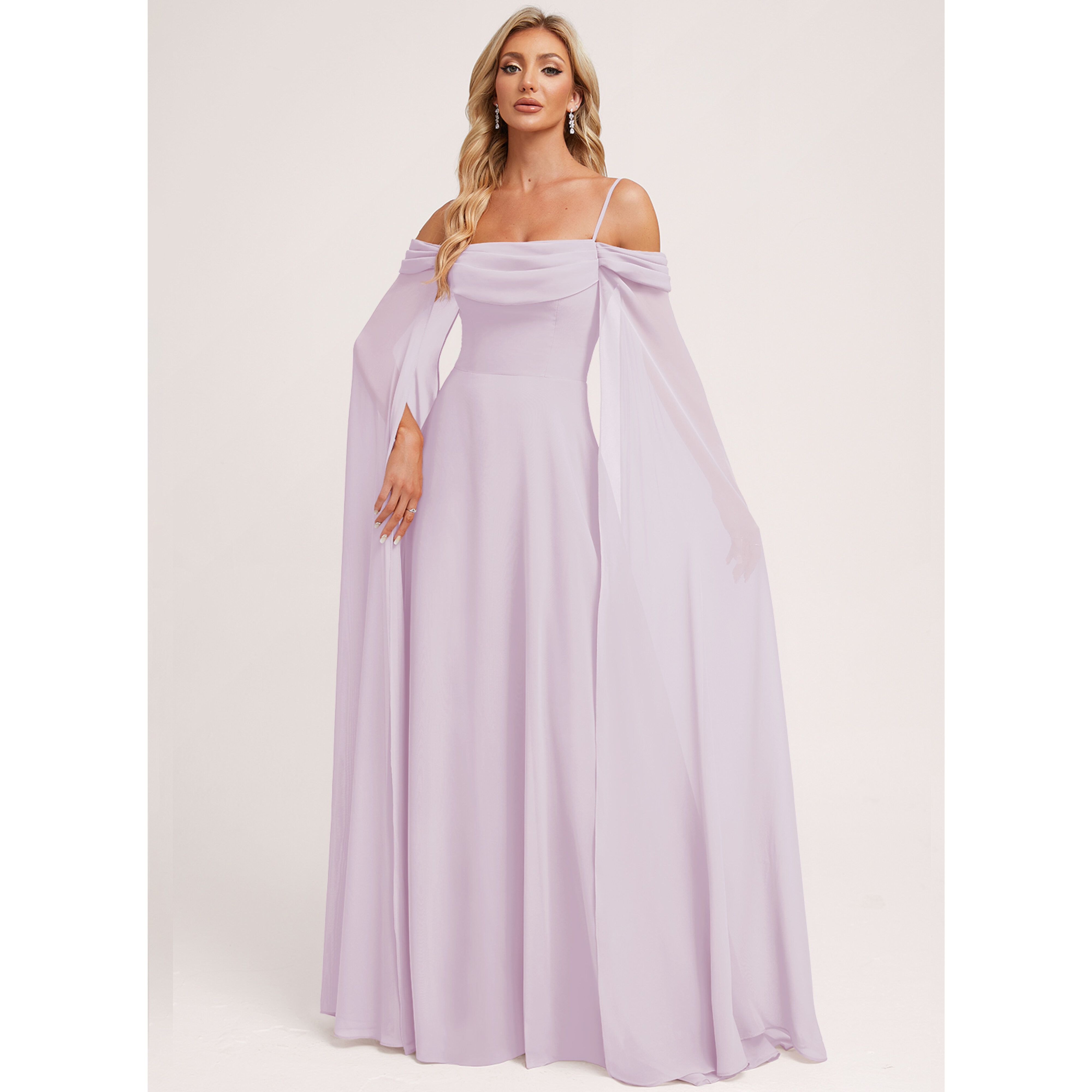 jjshouse.com bridesmaid dresses JJ's House A-line Cold Shoulder Square Floor-Length Chiffon Dress 2026 With Ruffle complete with a daring mini-dress-splatform STAUD Brooke Floral Beaded Size:US 22W