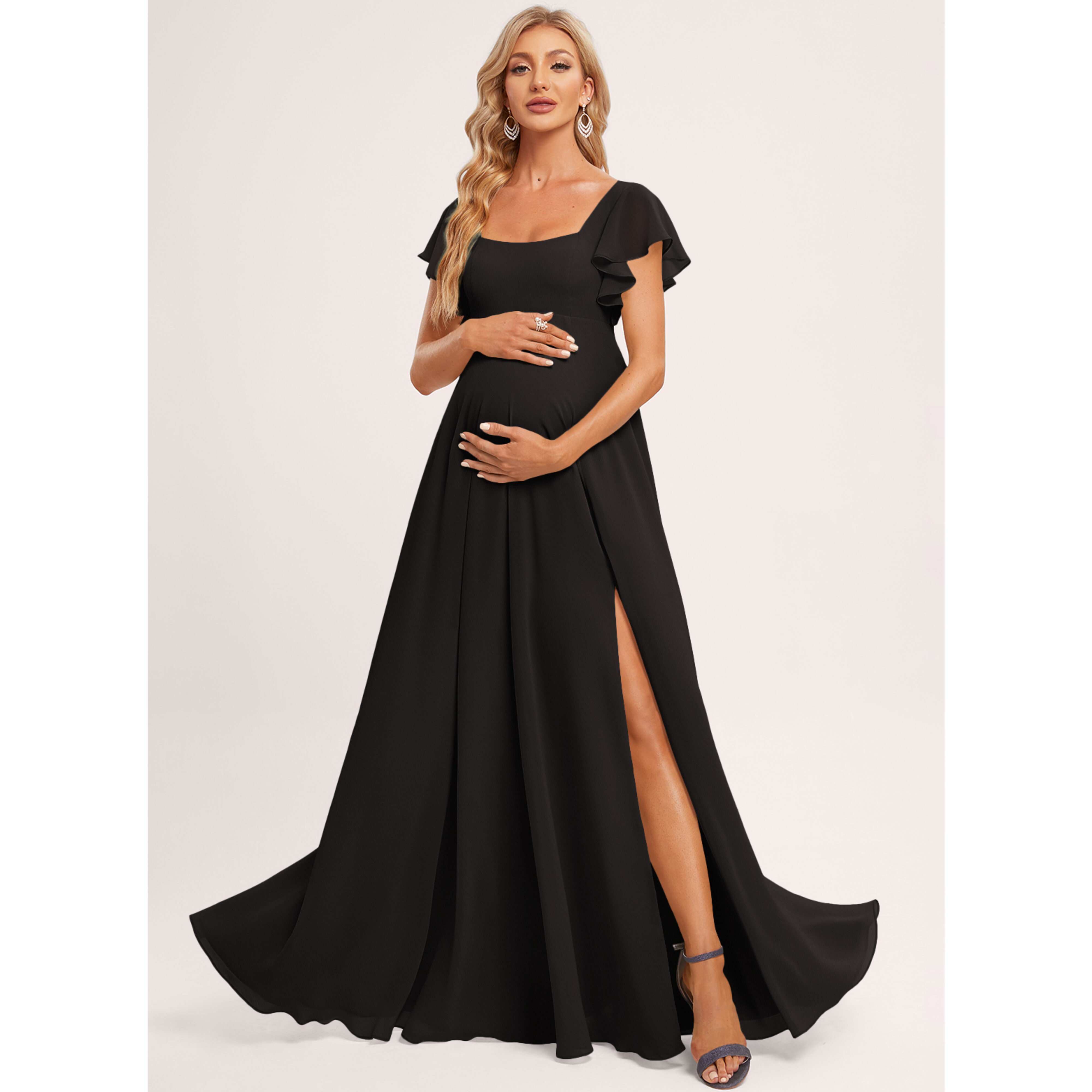 j crew maternity bridesmaid dresses Avelia A-line Ruffle Chiffon Maternity Bridesmaid Dress