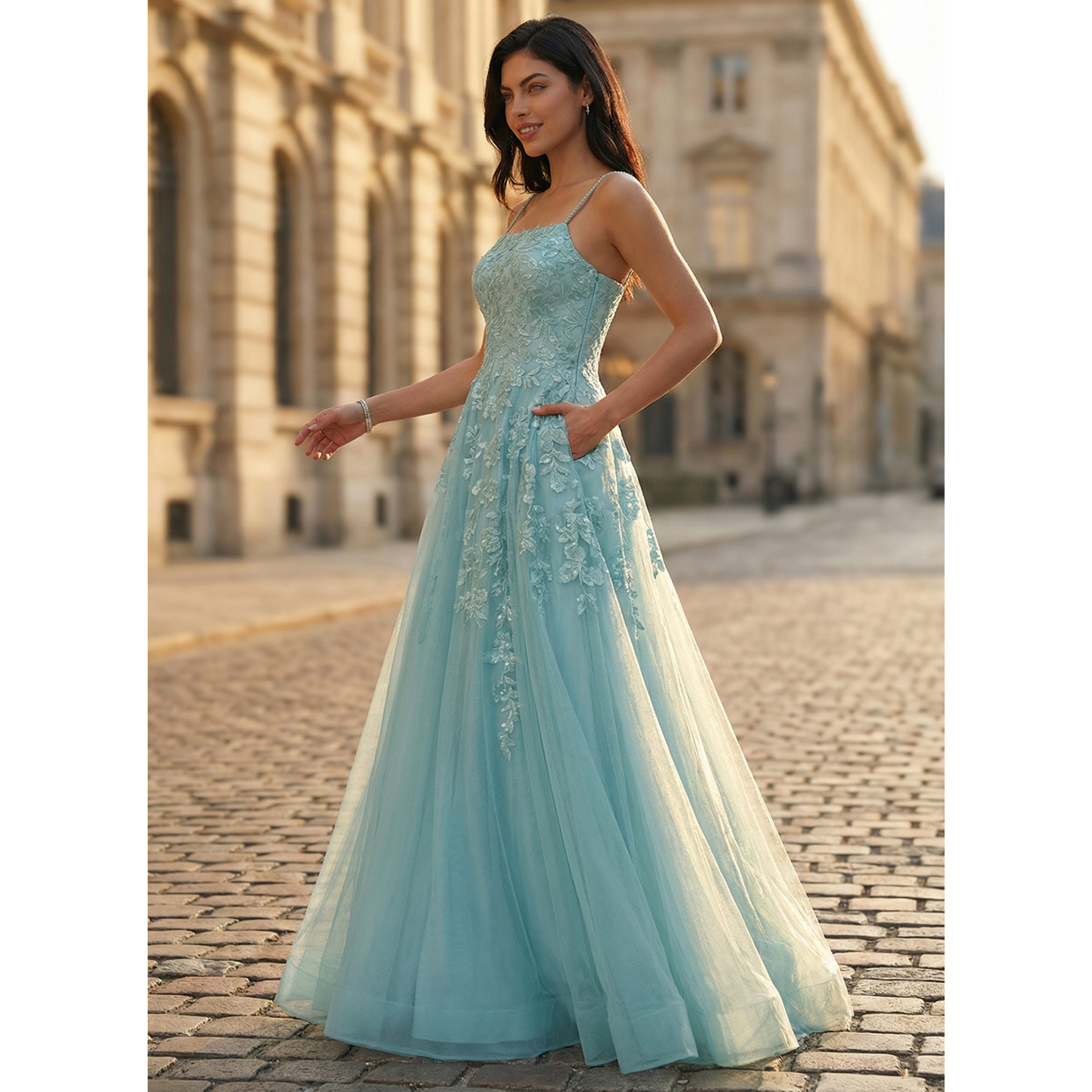 Liliette Spaghetti Straps Sequins Tulle Prom Dress | JJ's House