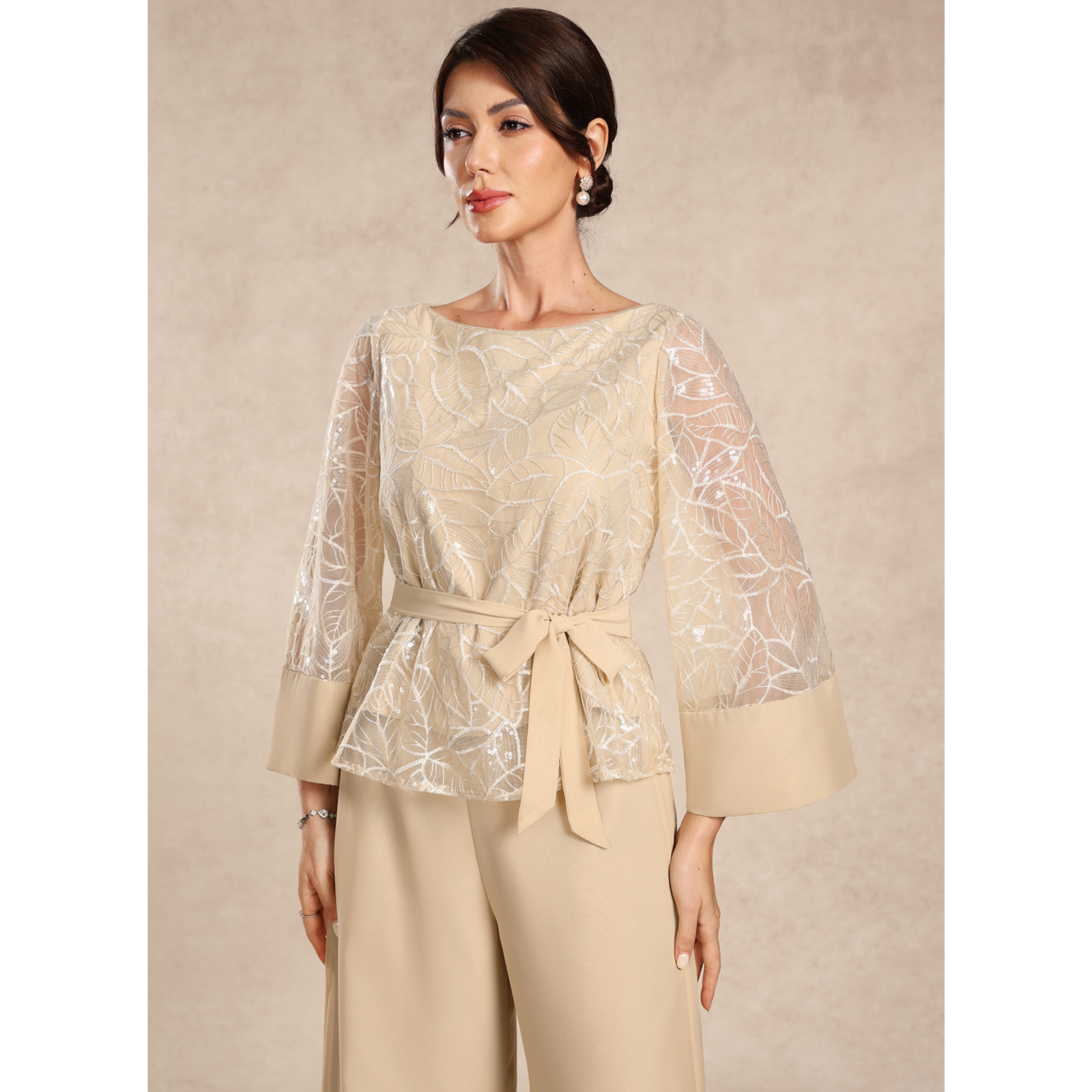 トップス junnoske.c Louise Sequins Lace Mother of the Bride Pantsuit | JJ's House