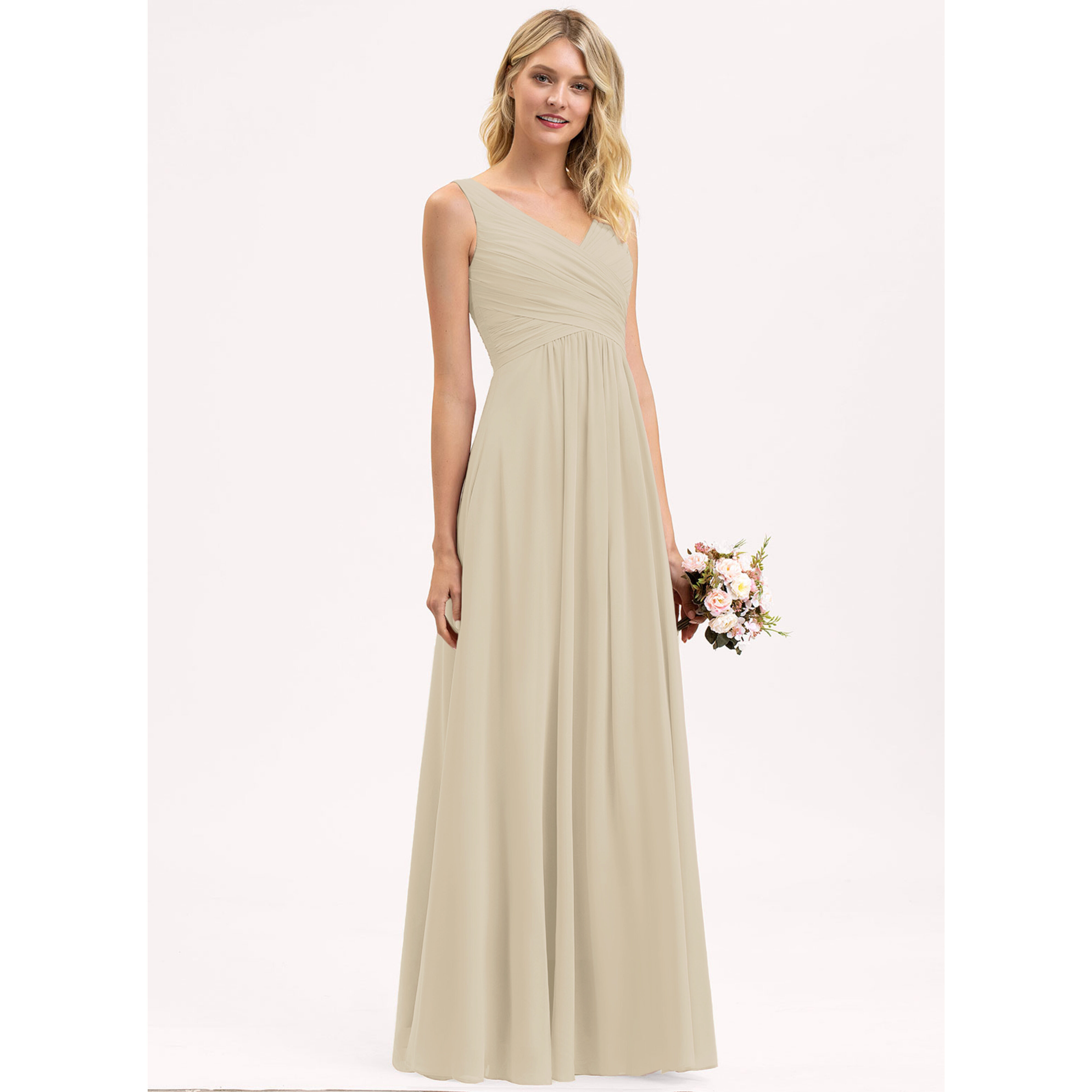 Peninah A-line Pleated Chiffon Bridesmaid Dress | JJ's House