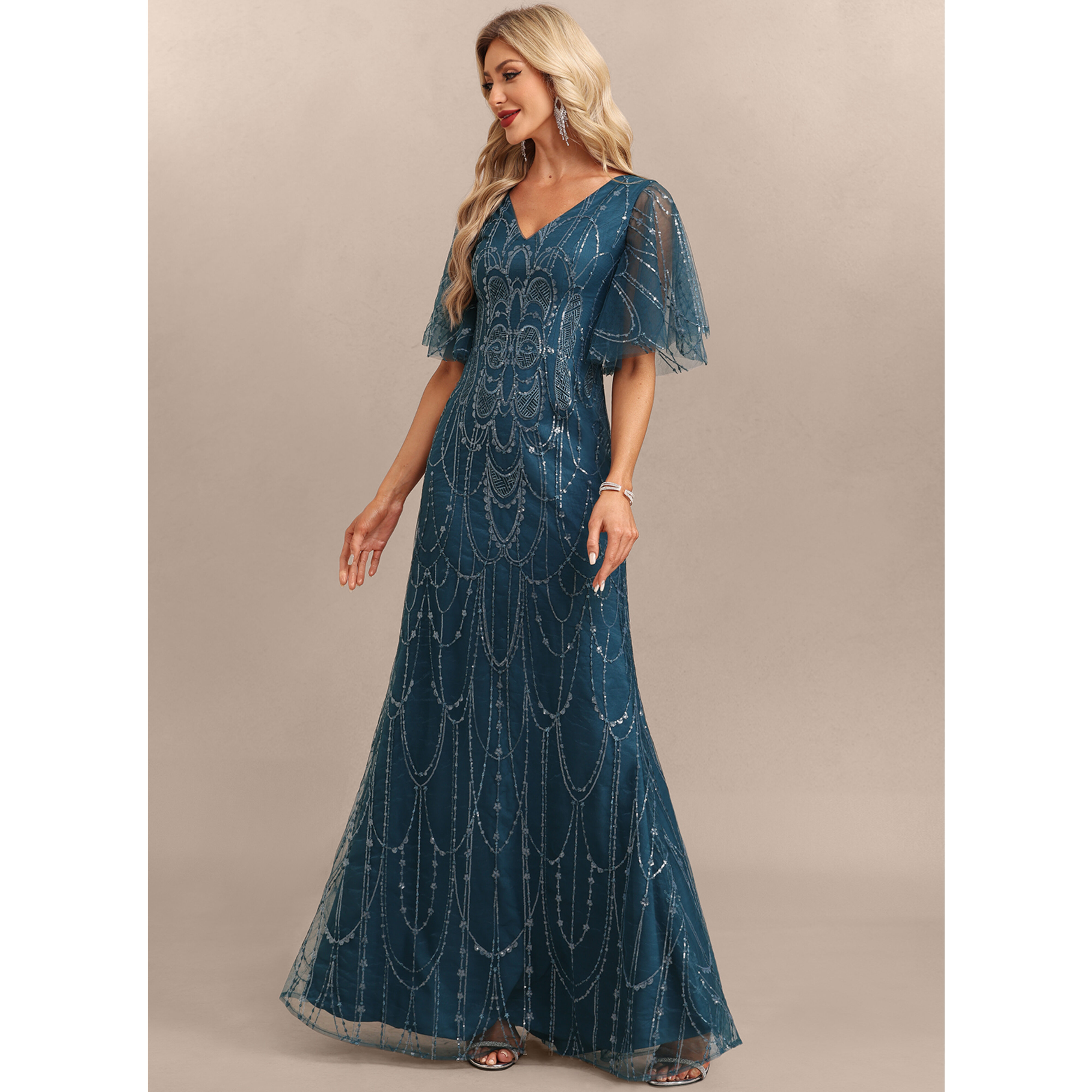 Andreina Trumpet/Mermaid V-Neck Tulle Mother of the Bride Dress