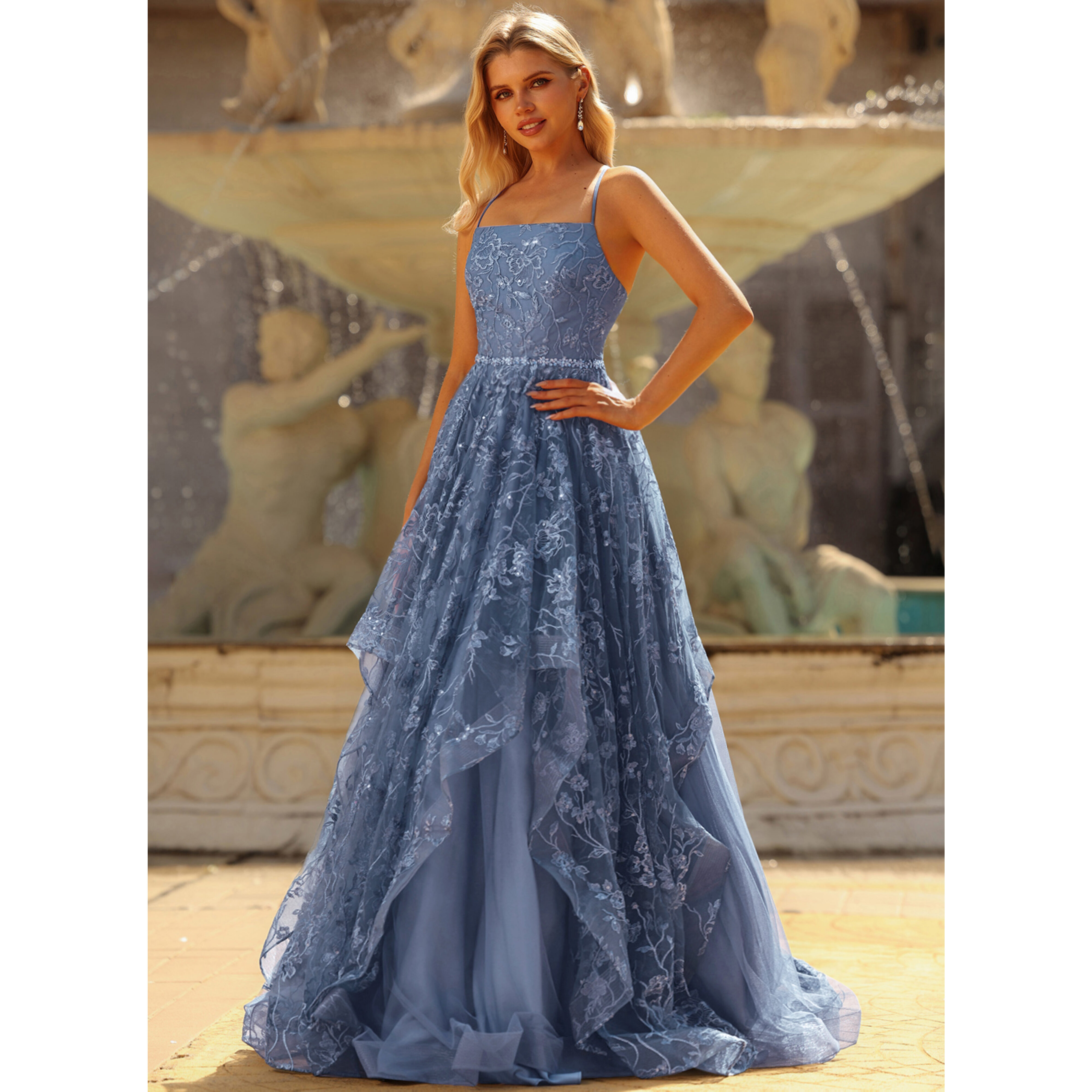 Rezelle Spaghetti Straps Beading Lace Prom Dress | JJ's House