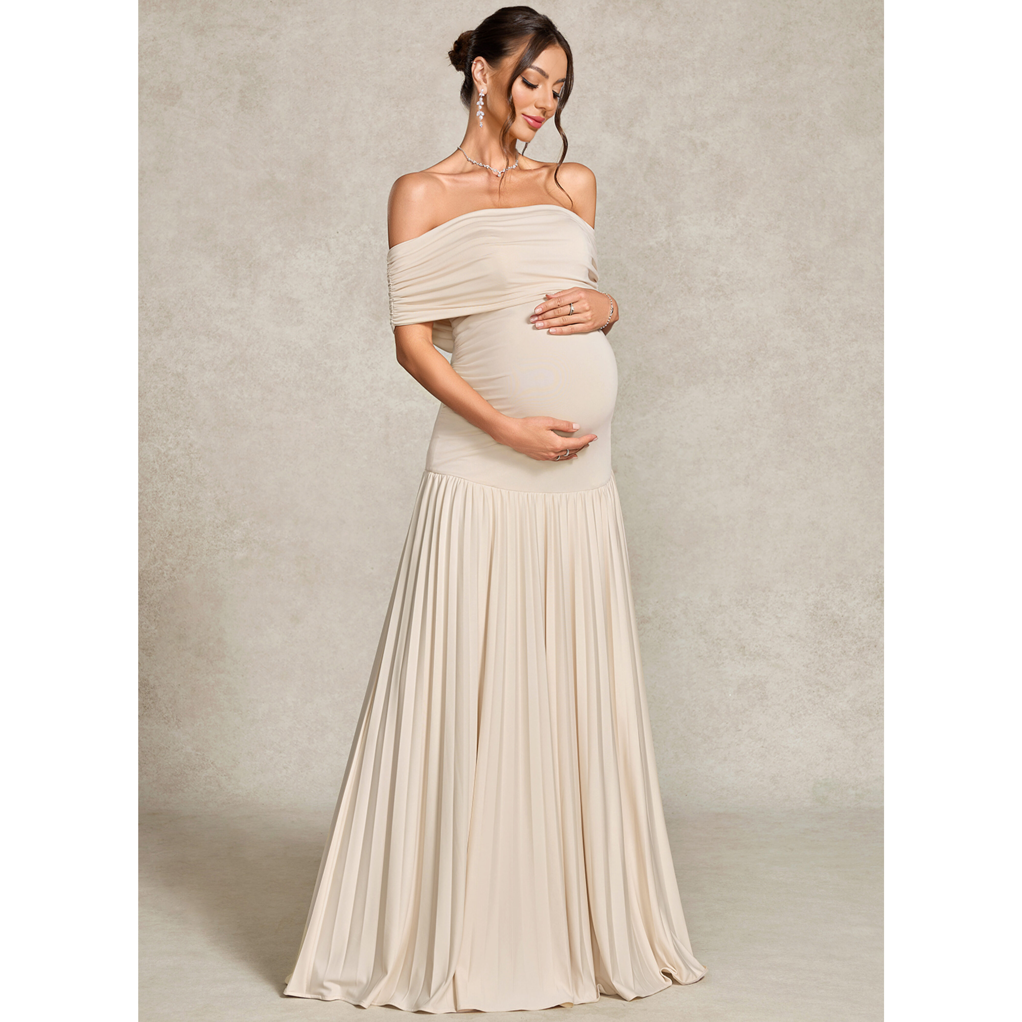 strapless maternity dress Milumia Women's Floral Mesh Split Tube Bodycon Maxi Dresses Baby Shower Wedding Guest Hot Pink X-Small at Amazon Women's Clothing store The skirt length (from empire waist to hem) is 122cm Navy/Taupe Floral Bliss Strapless Maternity
