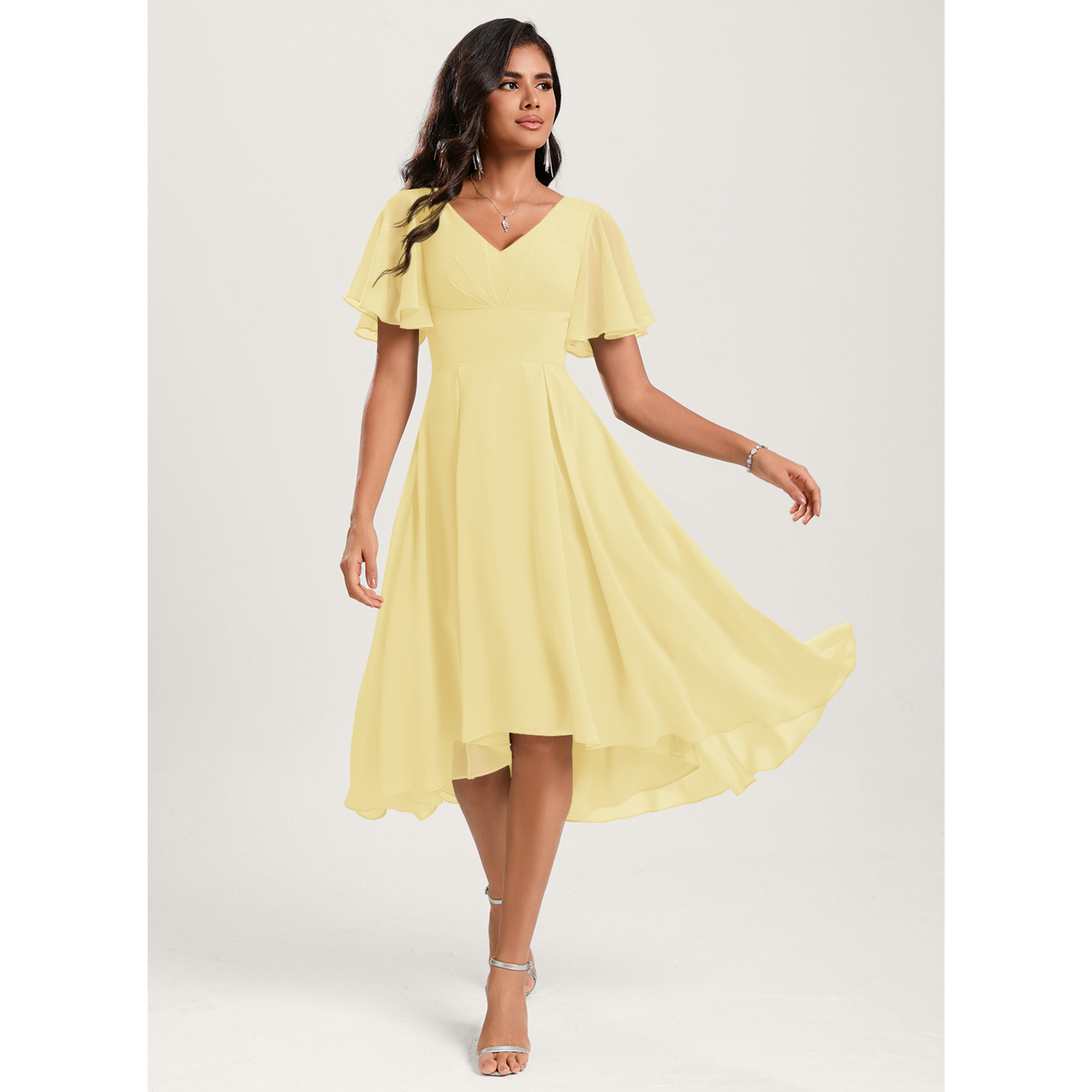 Rease A-line Ruffle Chiffon Bridesmaid Dress | JJ's House