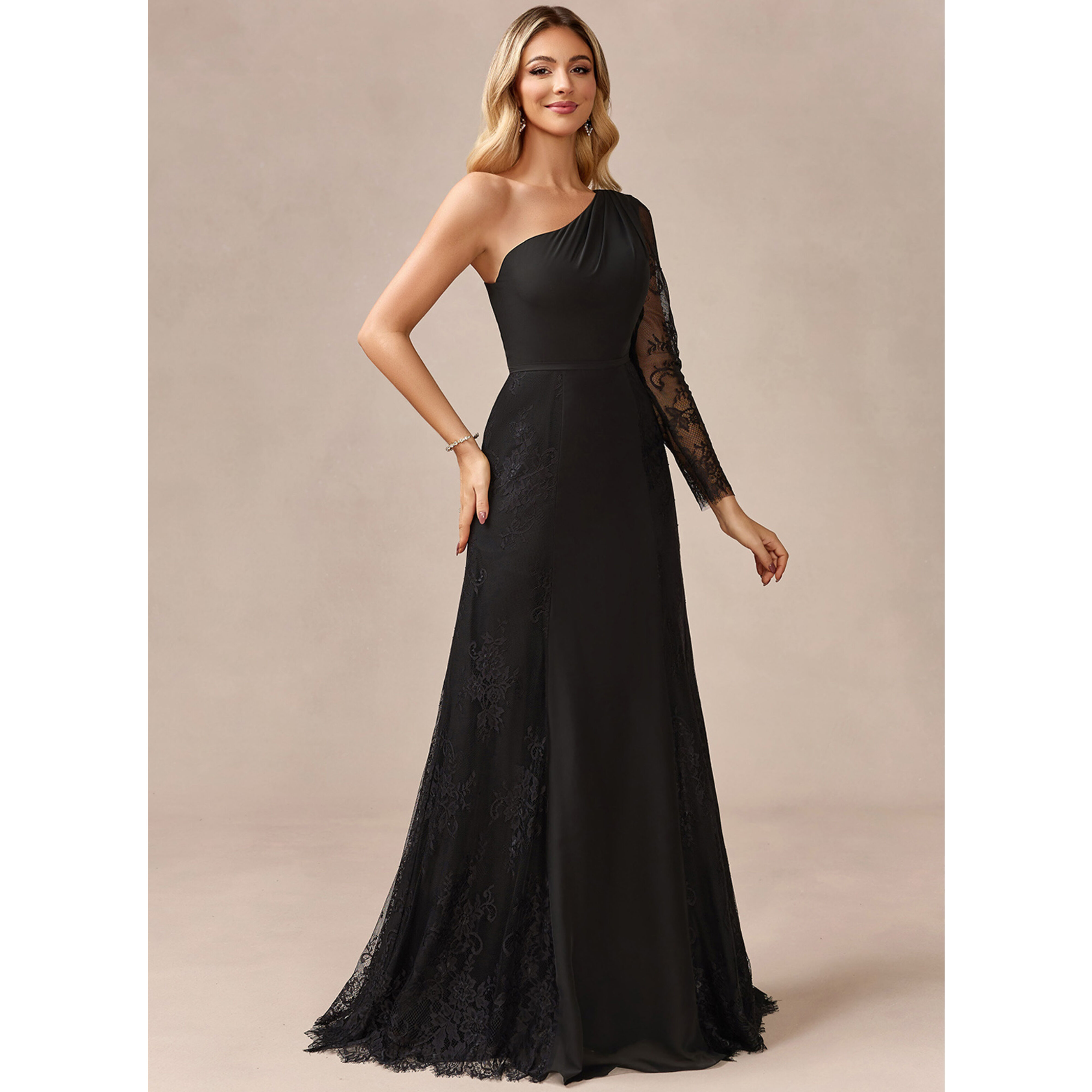 Kasia One Shoulder Chiffon Maxi Evening Dress | JJ's House