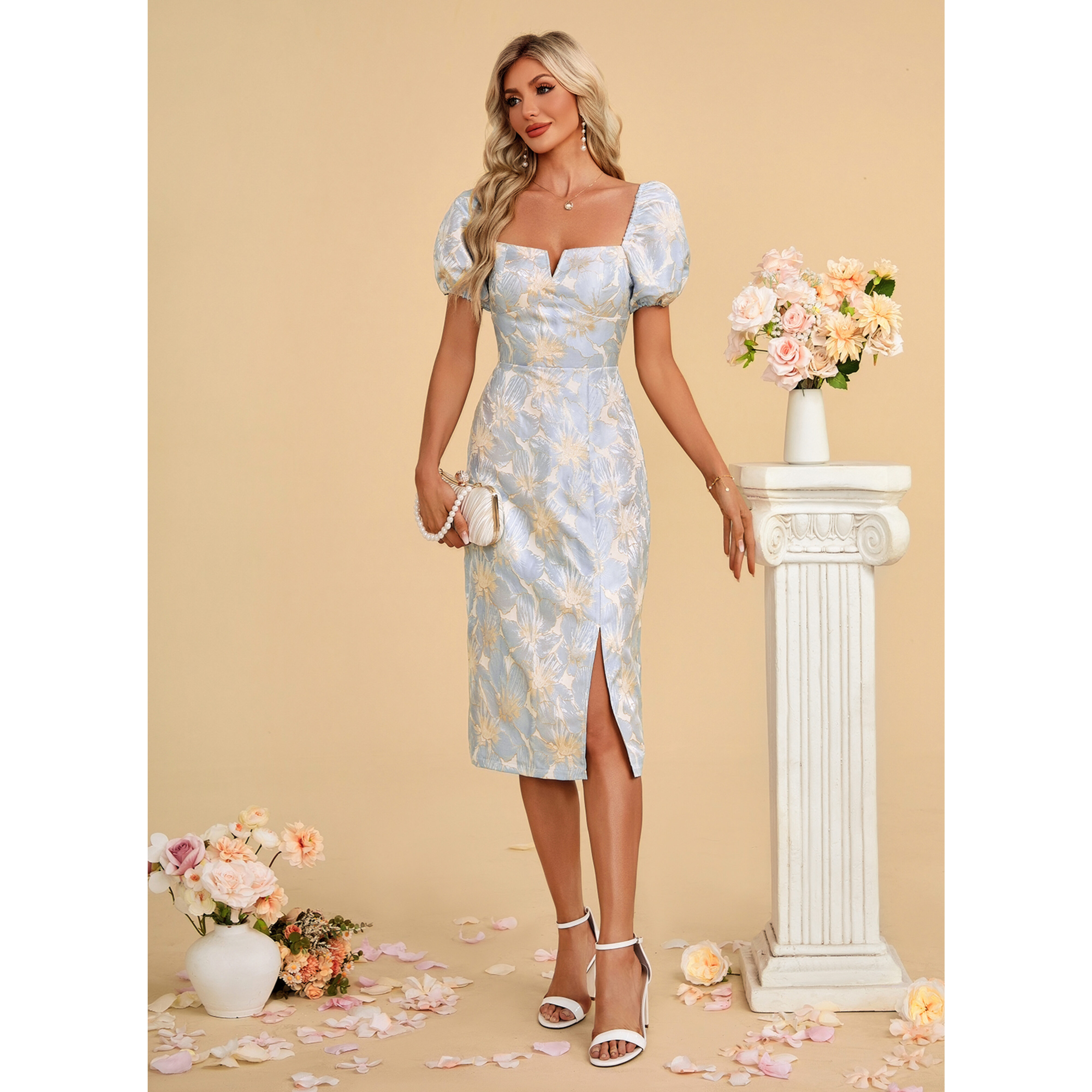 long chiffon dresses for women Prom Formal Evening Dress Color:Distant Mountain _okendo:syndication_key:CL137482001 Cocktail Dress Shoes Looking and a long formal