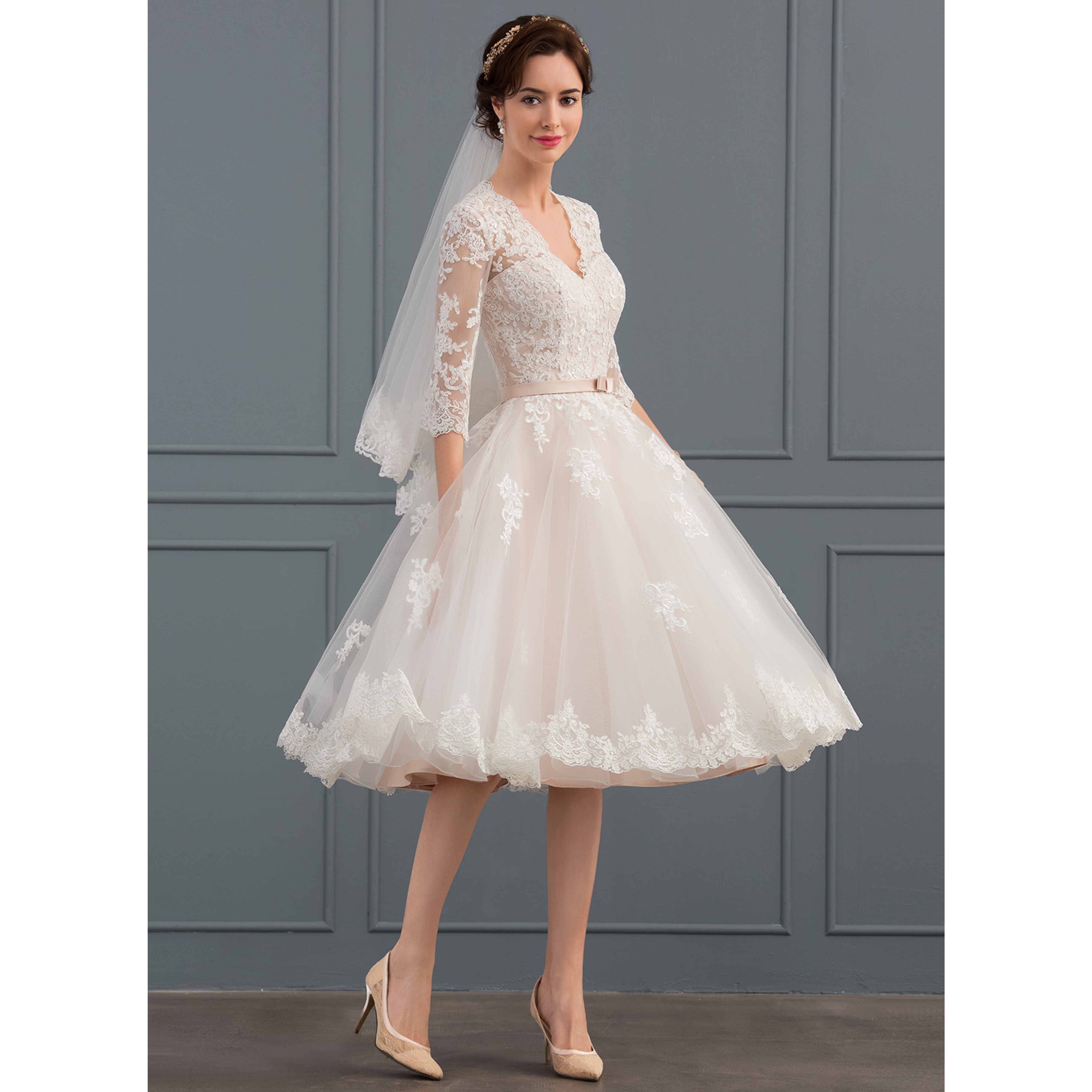 jjshouse a line wedding dress LIGHT PLUNGE OFF-SHOULDER LAYERED WEDDING GOWN main image 0