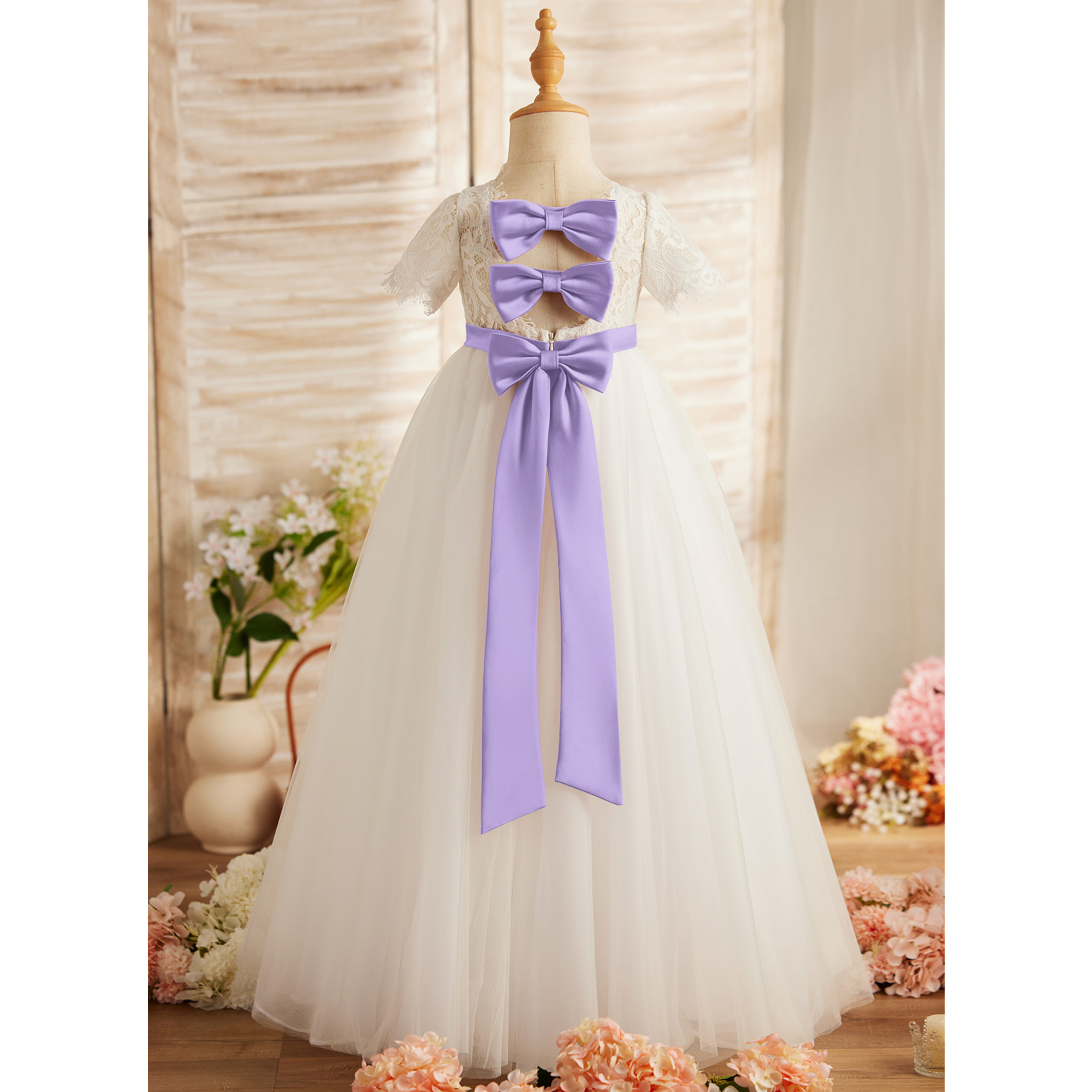 Kitzia Ball-Gown/Princess Bow Tulle Flower Girl Dress | JJ's House