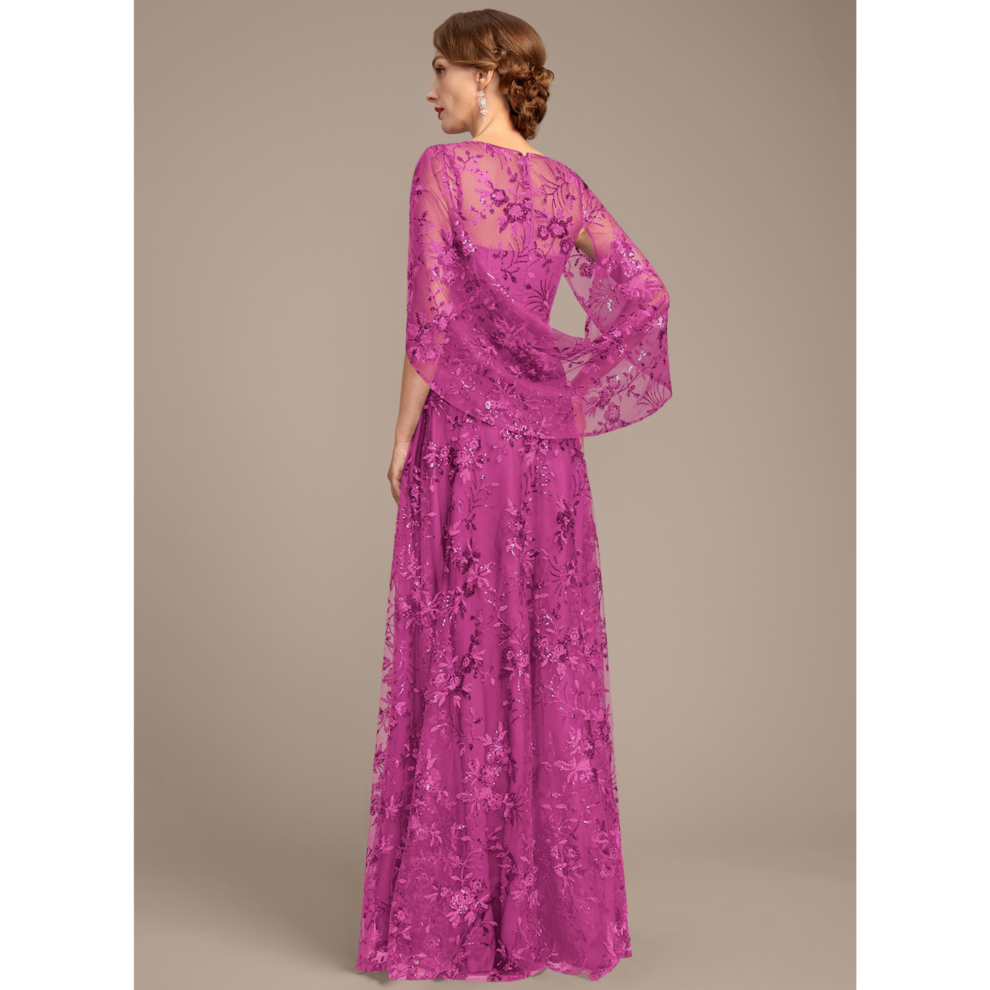 Alesana A-line Cape Lace Mother of the Bride Dress | JJ's House