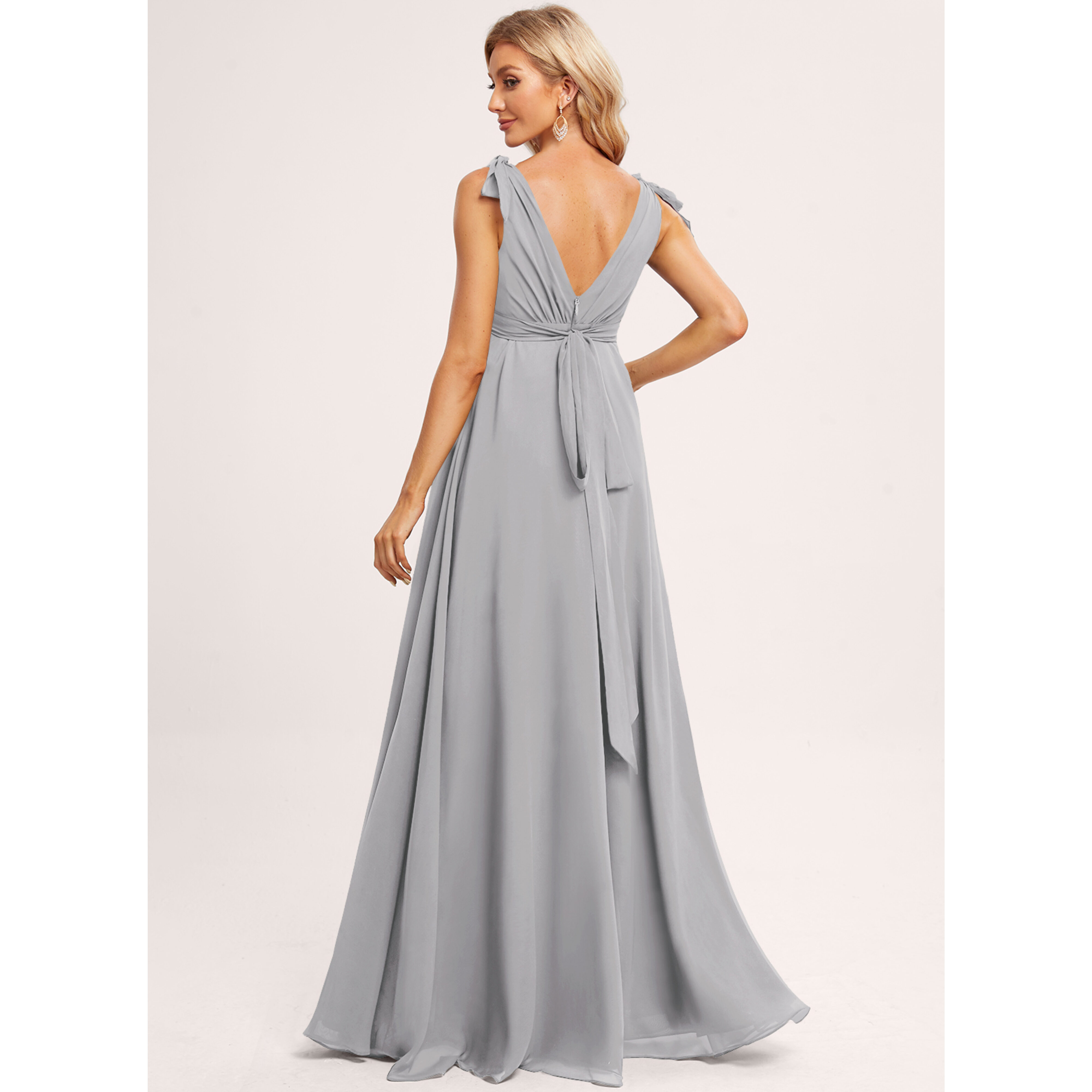 grey wrap bridesmaid dress Mismatched Silver Grey Satin Spaghetti Straps Long Bridesmaid Dresses ,  GRB0016 main image 1