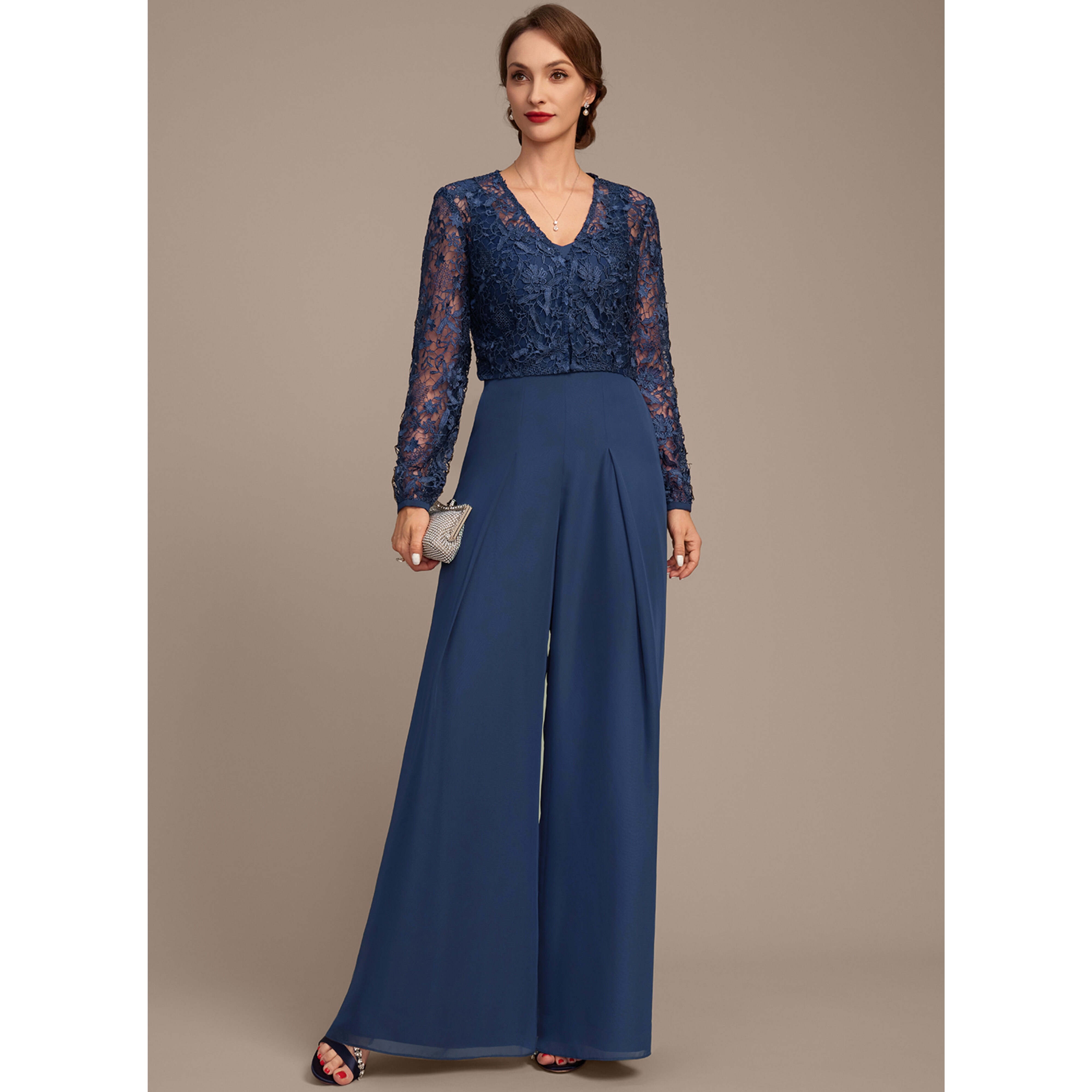 Hisa Square Chiffon Mother of the Bride Jumpsuit | JJ's House