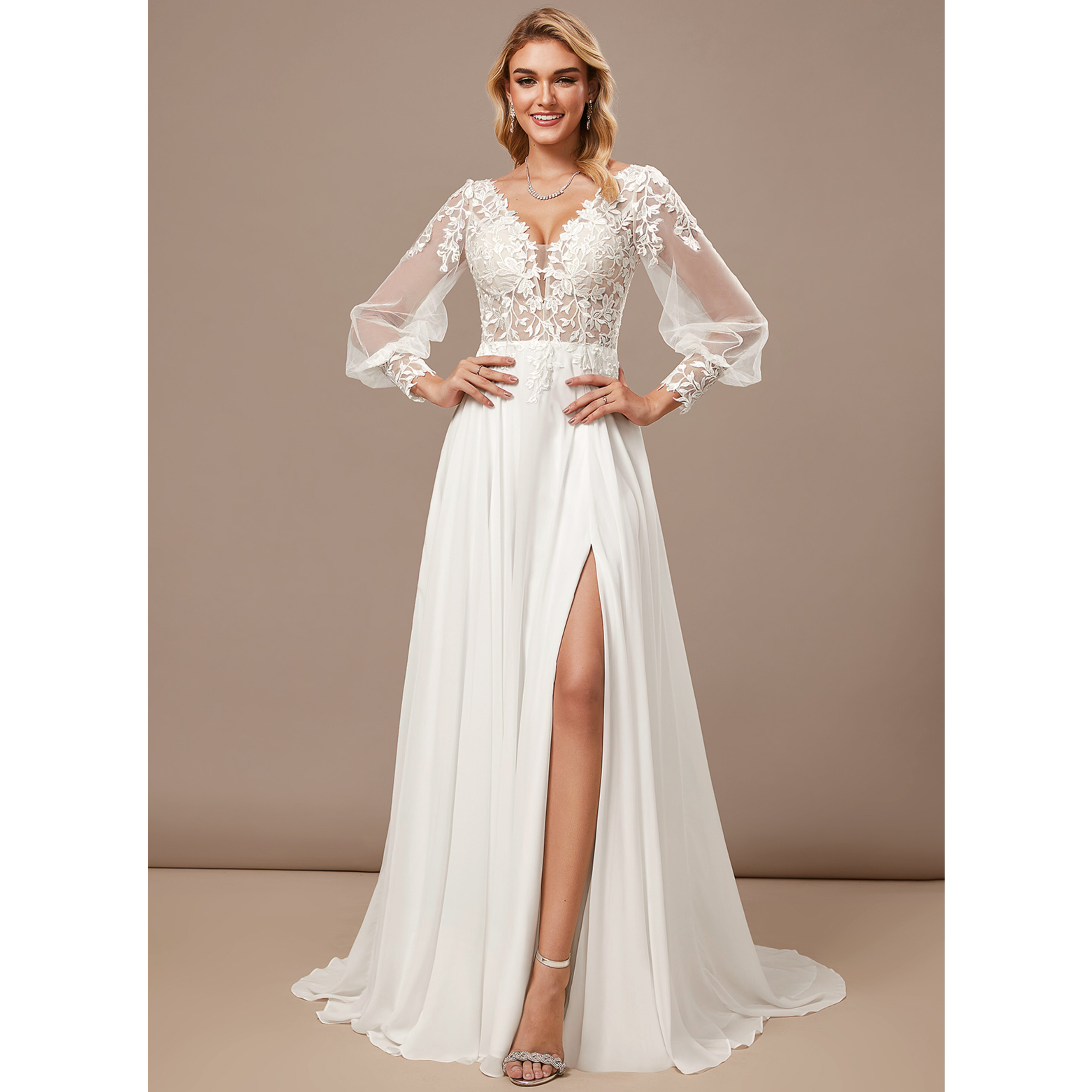 jjshouse a line wedding dress LIGHT PLUNGE OFF-SHOULDER LAYERED WEDDING GOWN